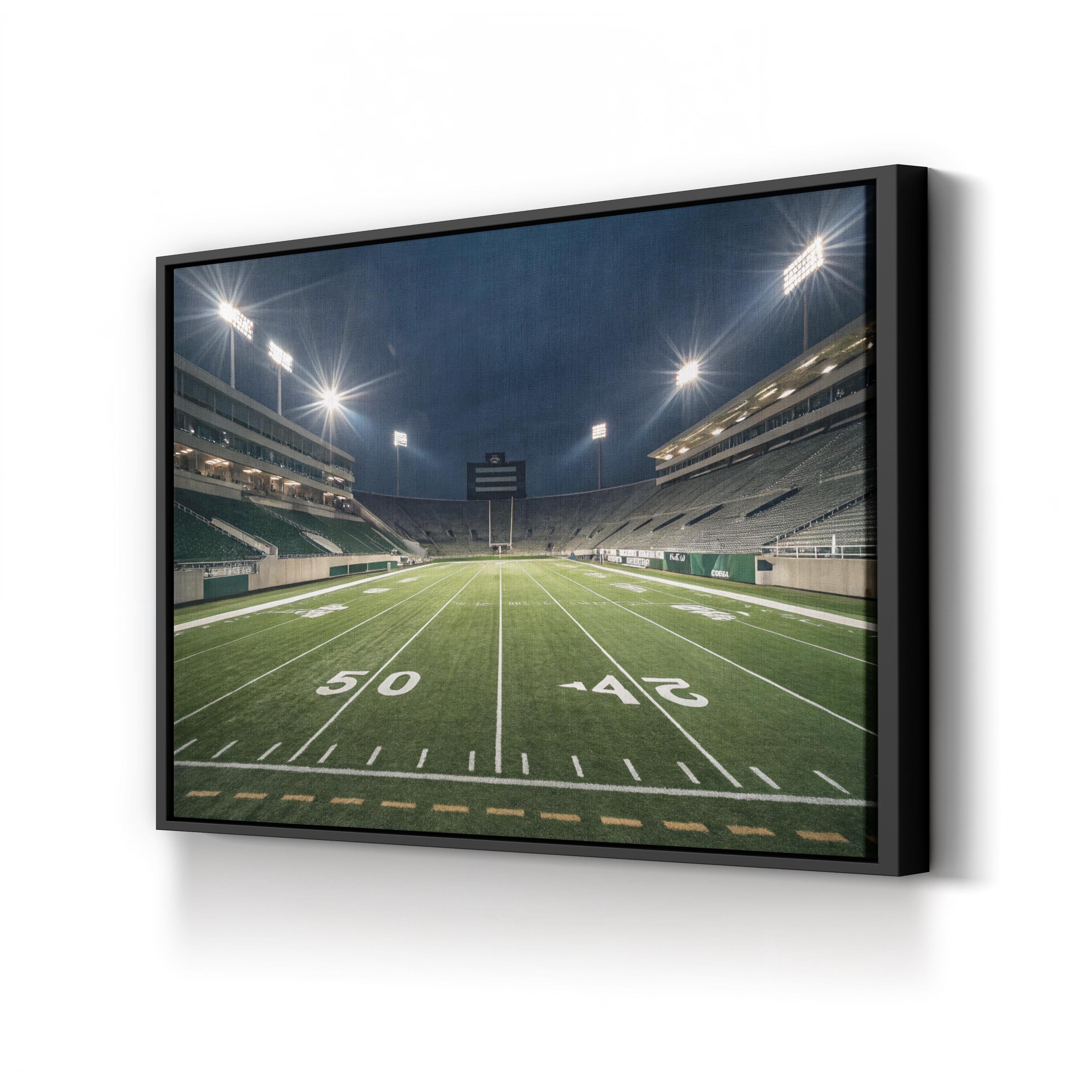 Night Football Field – Vintage Photography Wall Art | Stadium Sports Canvas Print