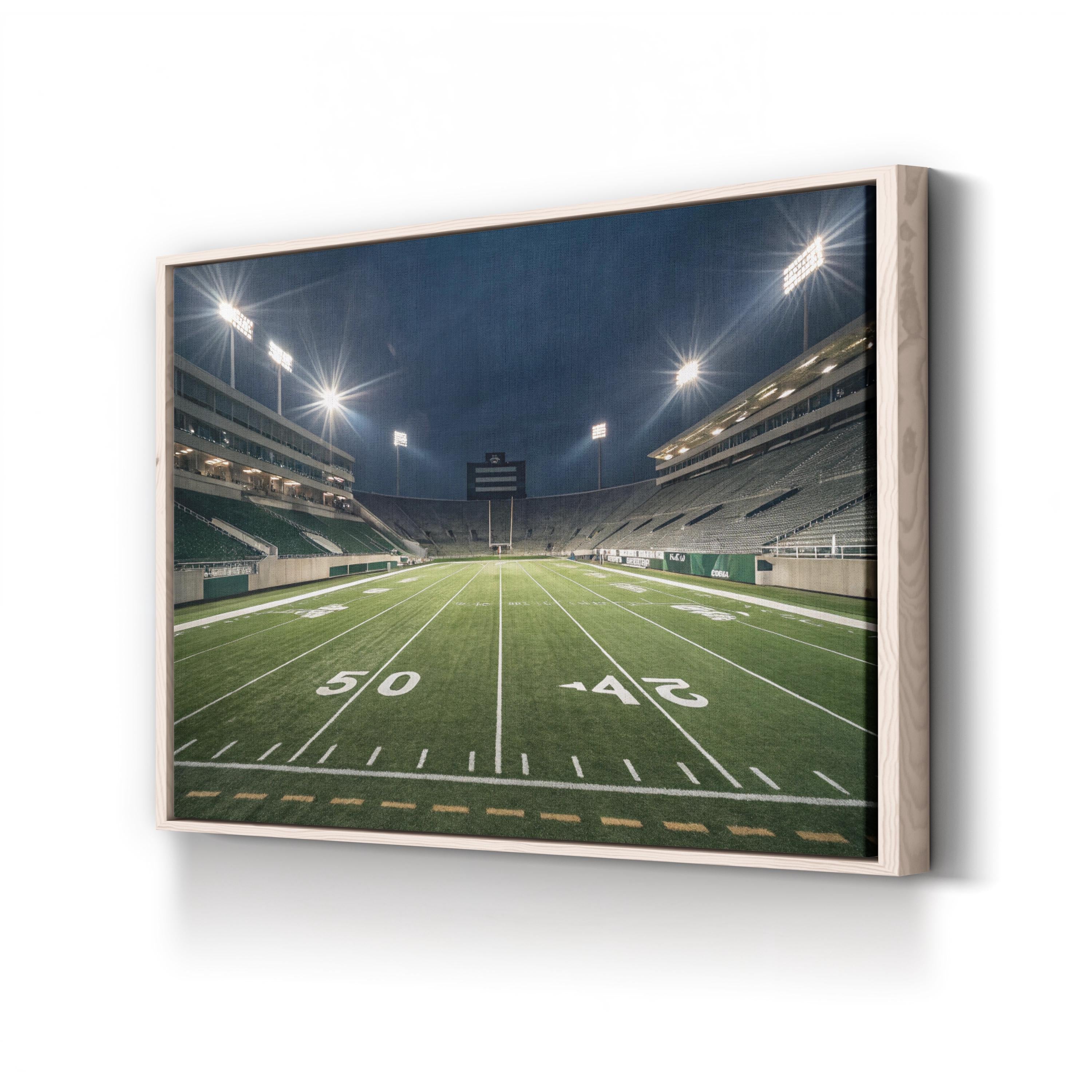 Night Football Field – Vintage Photography Wall Art | Stadium Sports Canvas Print