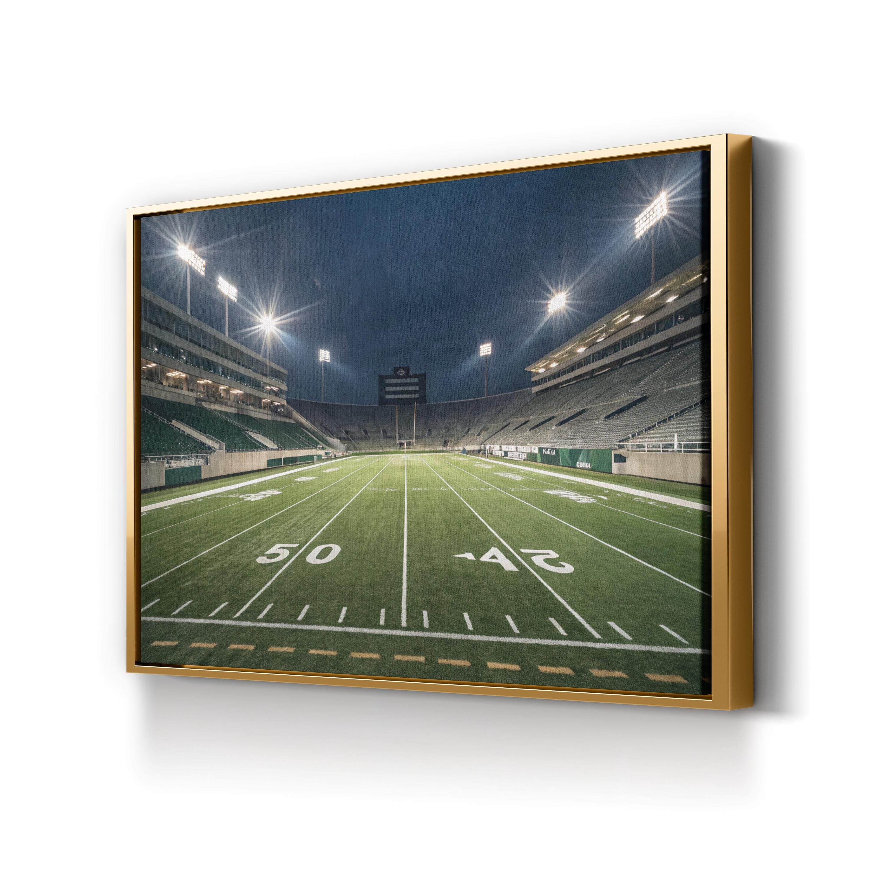 Night Football Field – Vintage Photography Wall Art | Stadium Sports Canvas Print