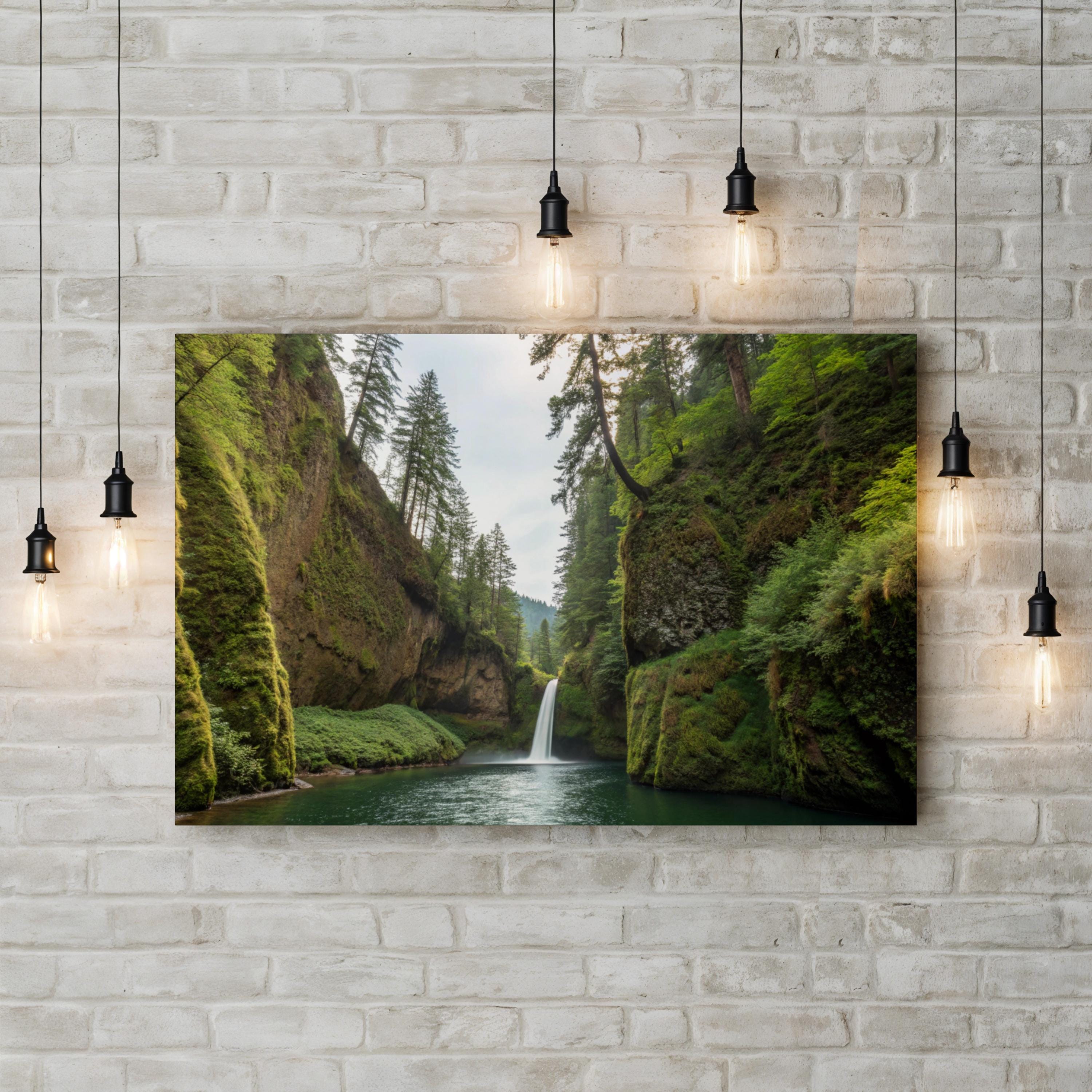 Punch Bowl Falls – Vintage Photography Wall Art | Waterfall Landscape Canvas Print