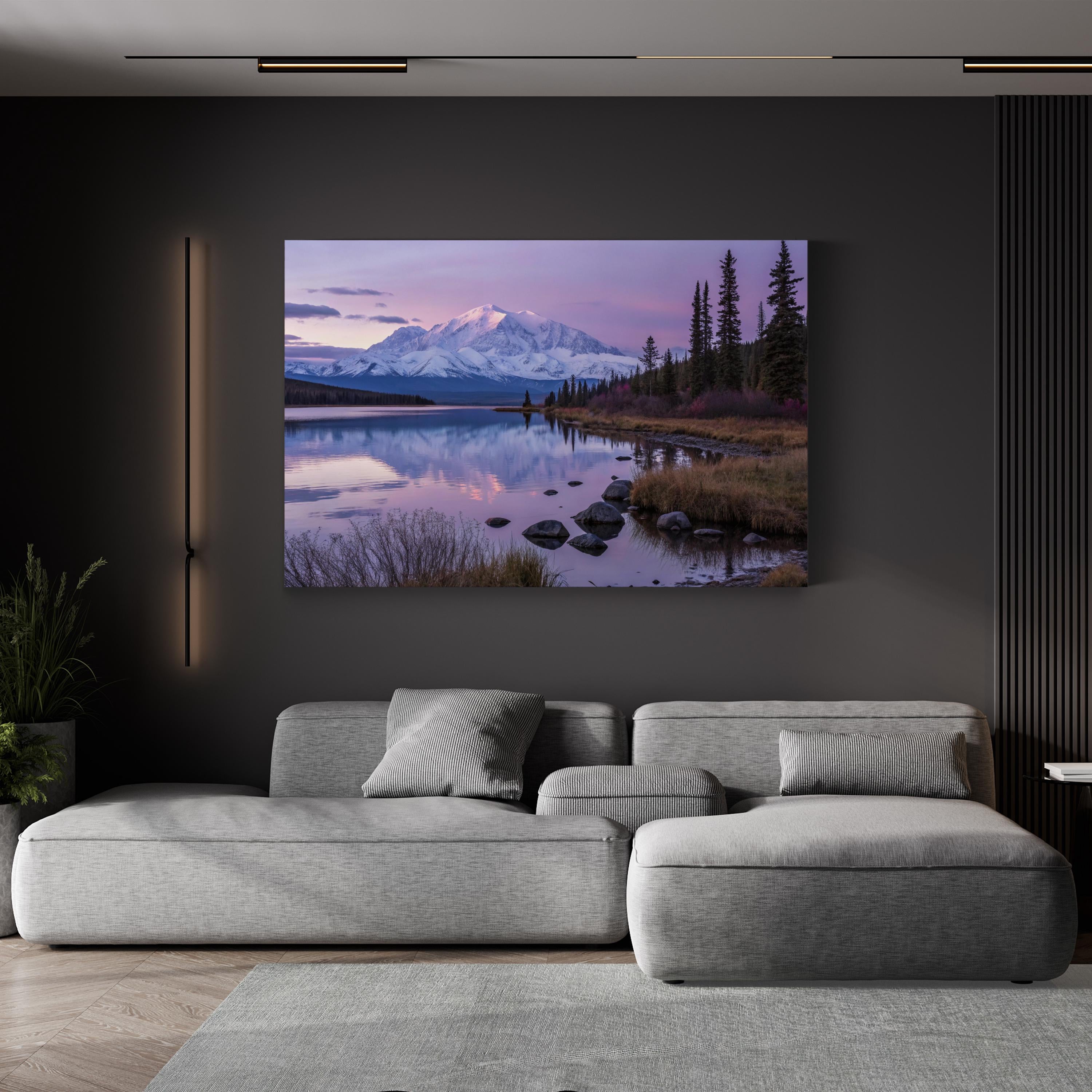 Abstract Watercolor Canvas Wall Art — Purple Reflections Landscape Print