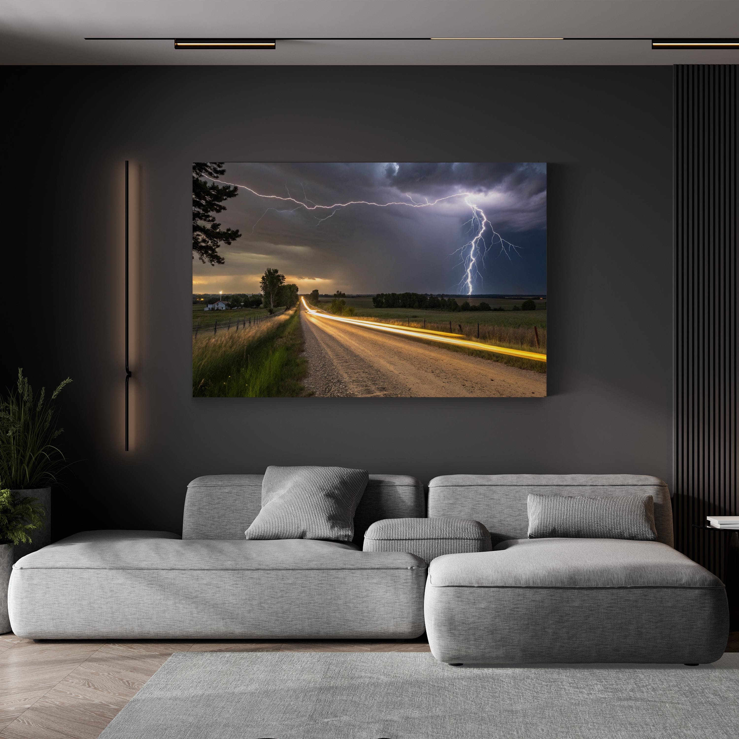 Purple Lightning Storm – Vintage Photography Wall Art | Dramatic Sky Canvas Print