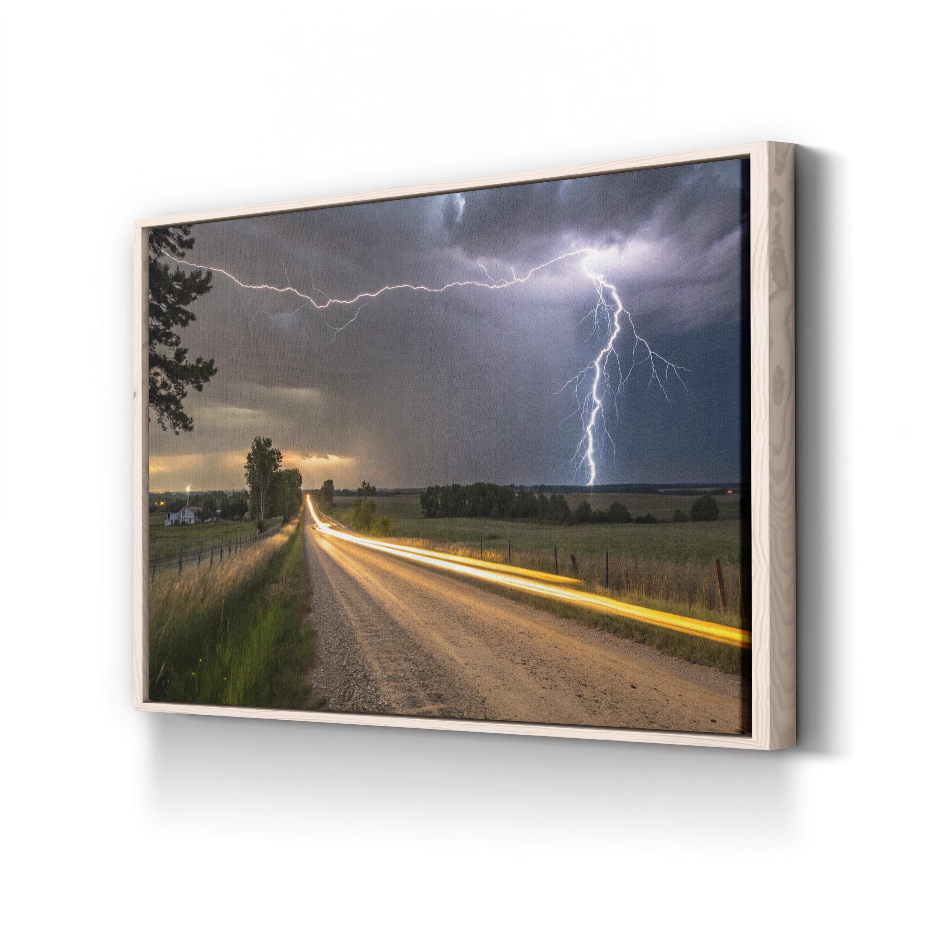 Purple Lightning Storm – Vintage Photography Wall Art | Dramatic Sky Canvas Print