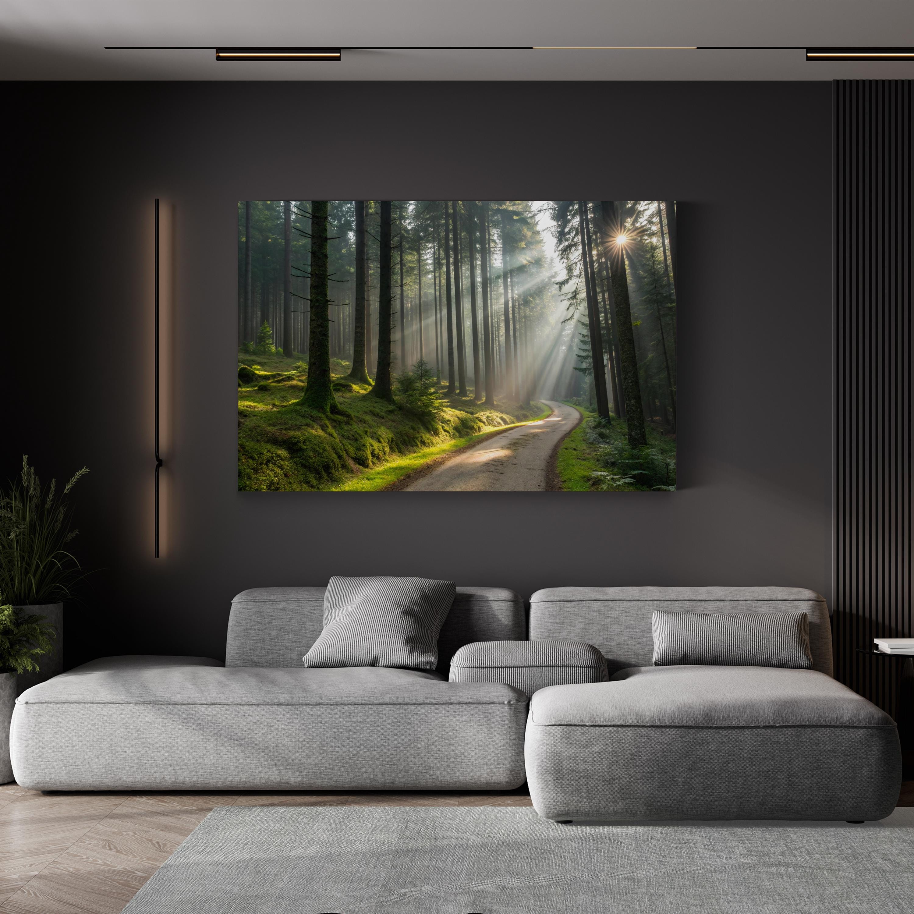 Forest Sunlight Path – Vintage Photography Wall Art | Woodland Landscape Canvas Print
