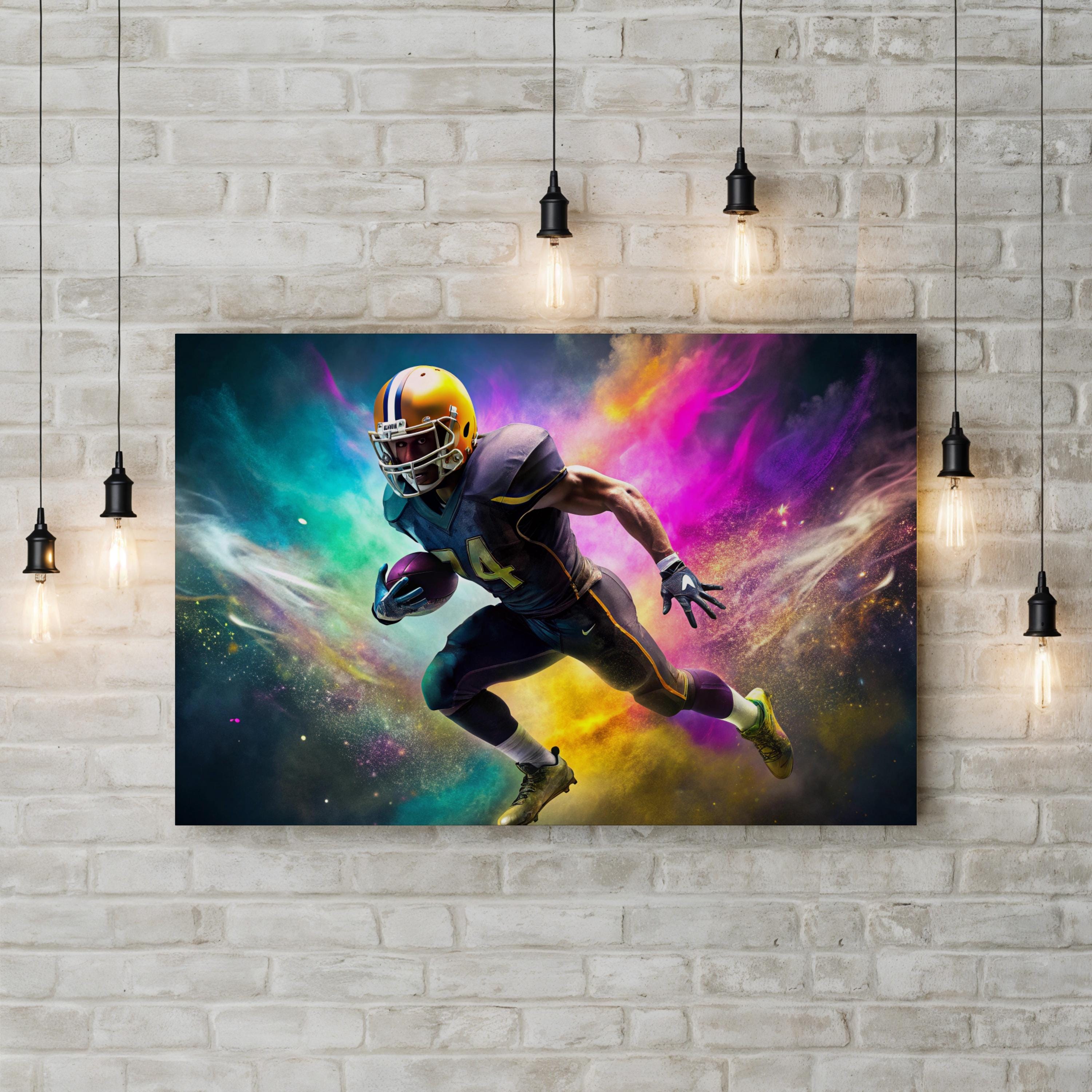 Football Running Back Action – Period Illustration Wall Art | Dynamic Sports Canvas Print