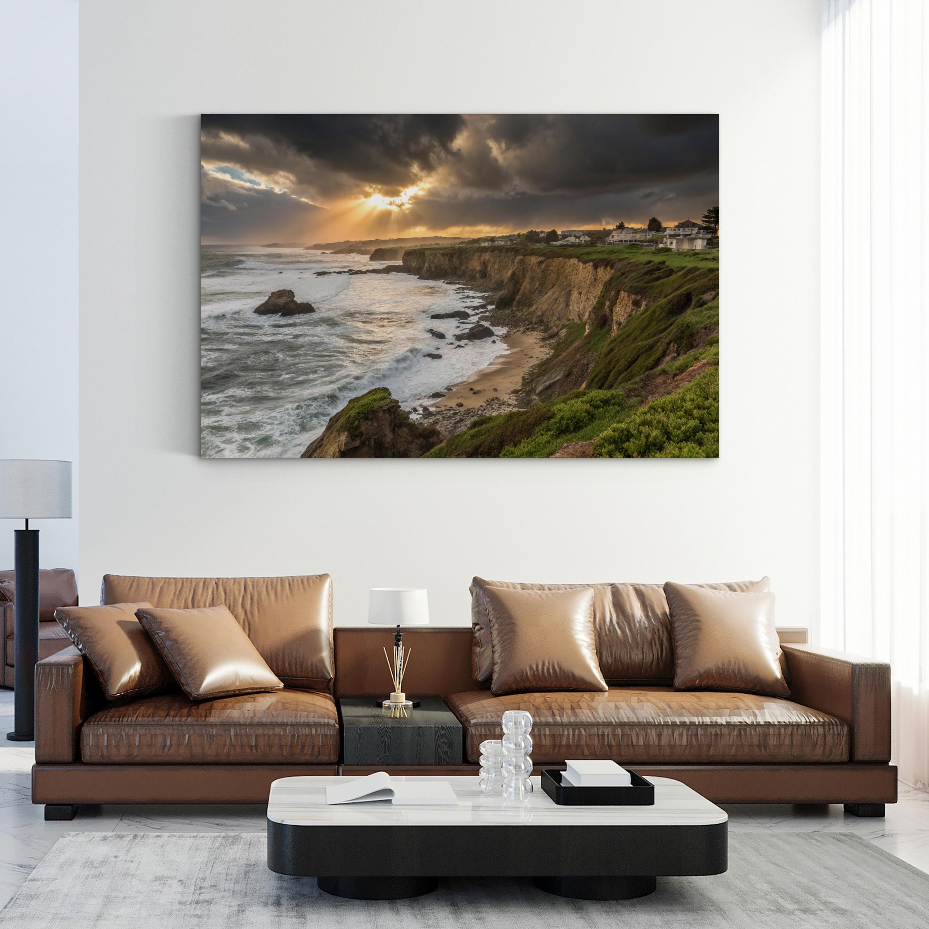 Santa Cruz Sunset, Santa Cruz, California Canvas Art, Coastal Cliff Ocean Landscape
