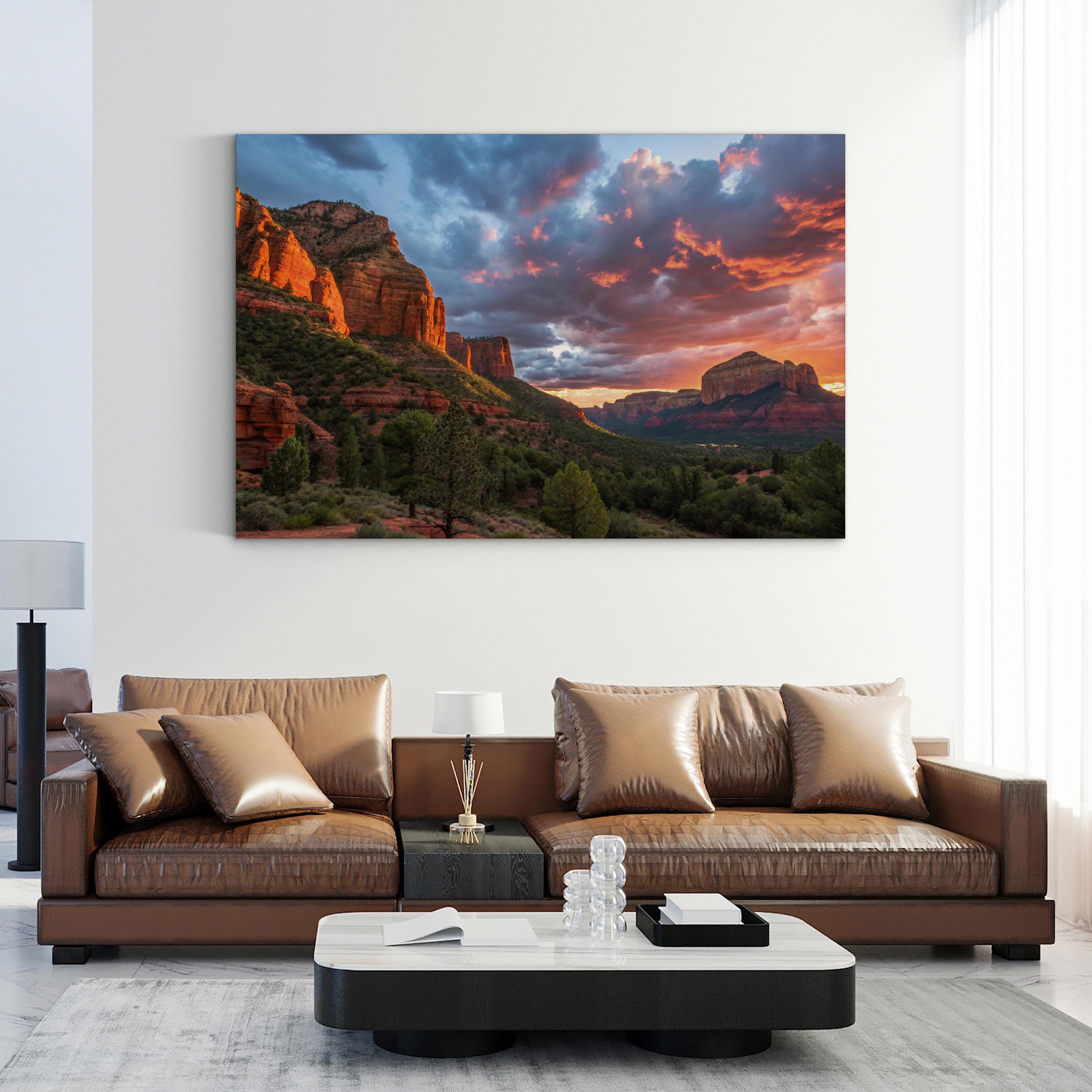 Sedona Sunset Red Rock – Vintage Photography Wall Art | Desert Landscape Canvas Print