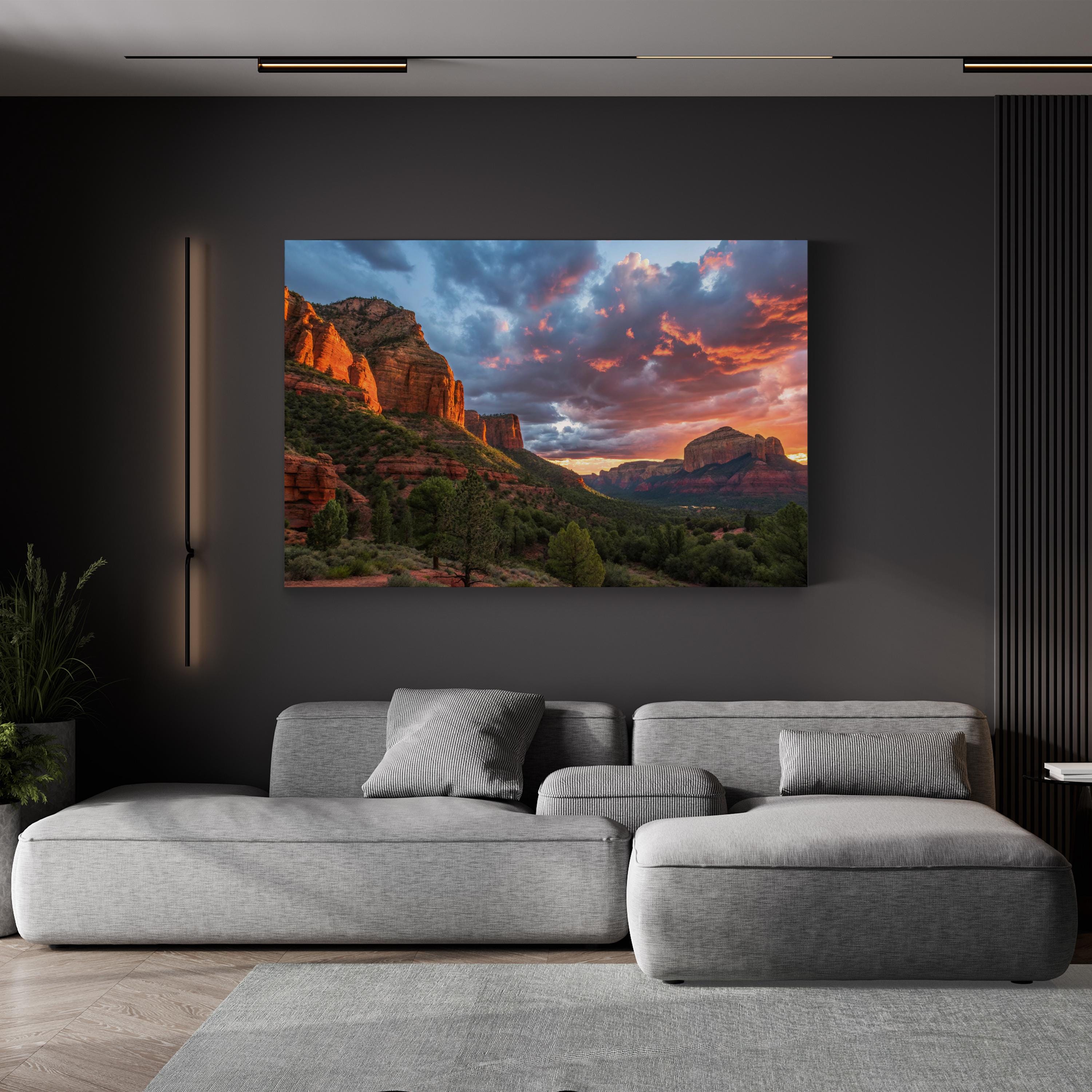 Sedona Sunset Red Rock – Vintage Photography Wall Art | Desert Landscape Canvas Print