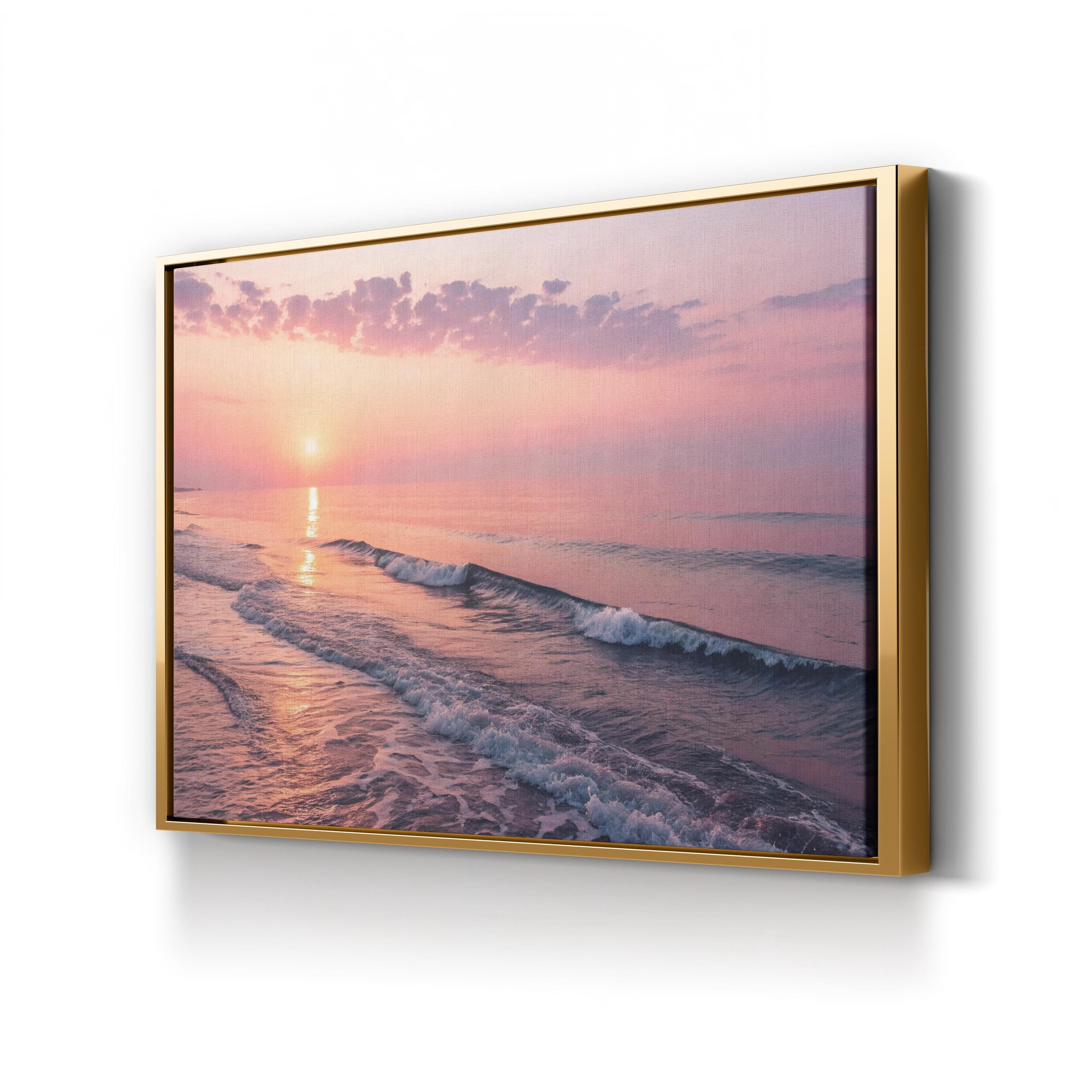 Coastal Wave at Sunset — Modern Beach House Canvas Wall Art