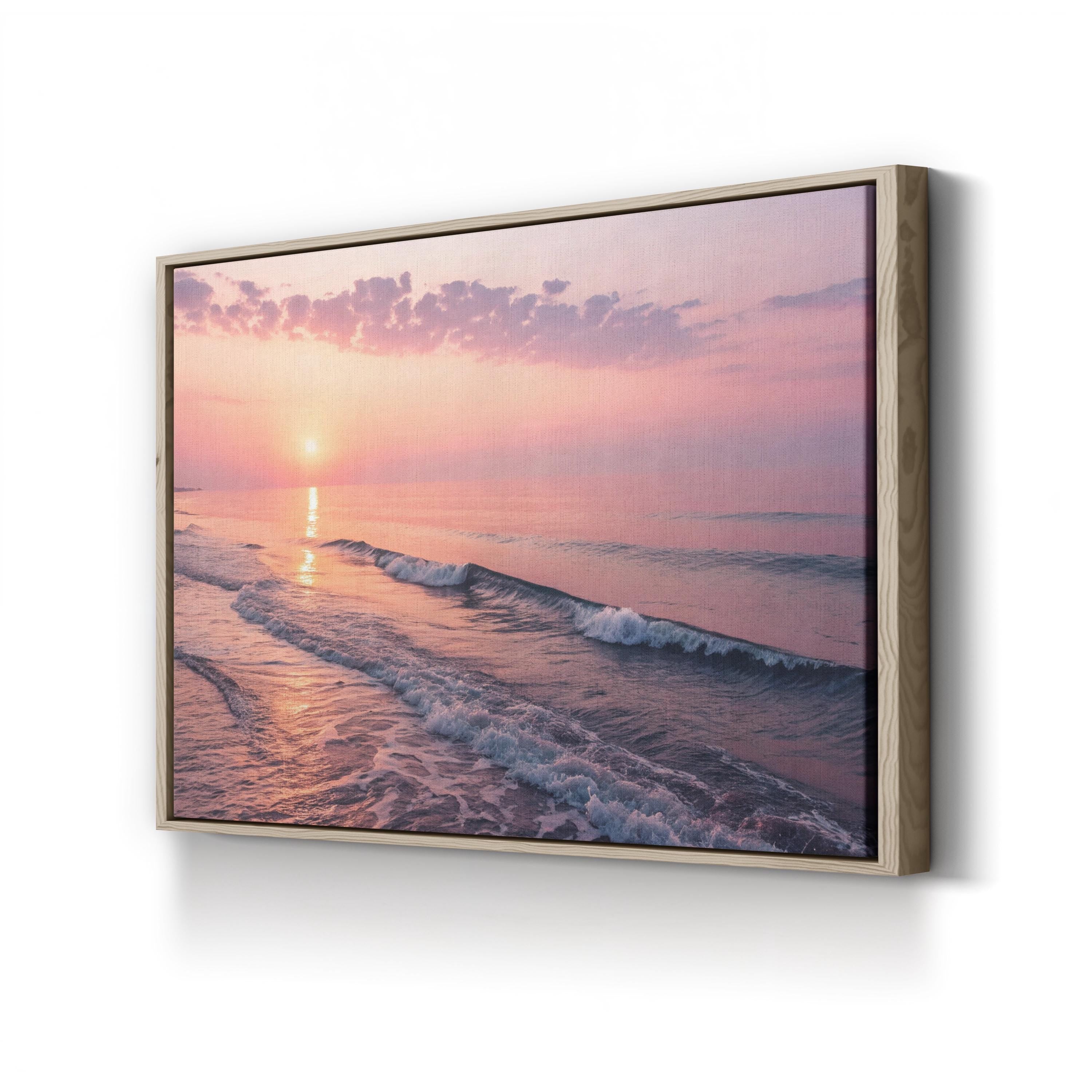 Coastal Wave at Sunset — Modern Beach House Canvas Wall Art