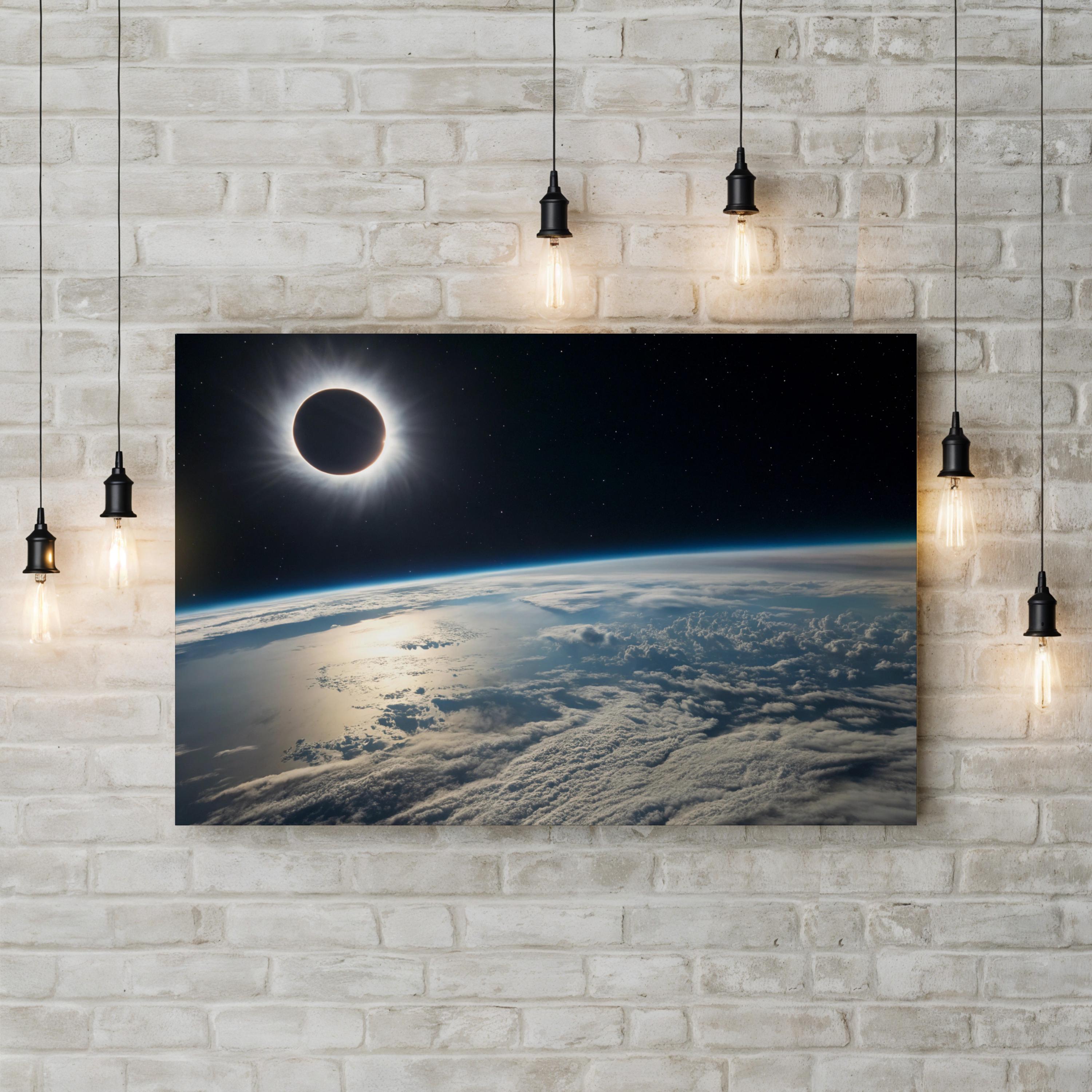 Solar Eclipse Cosmic – Period Illustration Wall Art | Space Astronomy Canvas Print