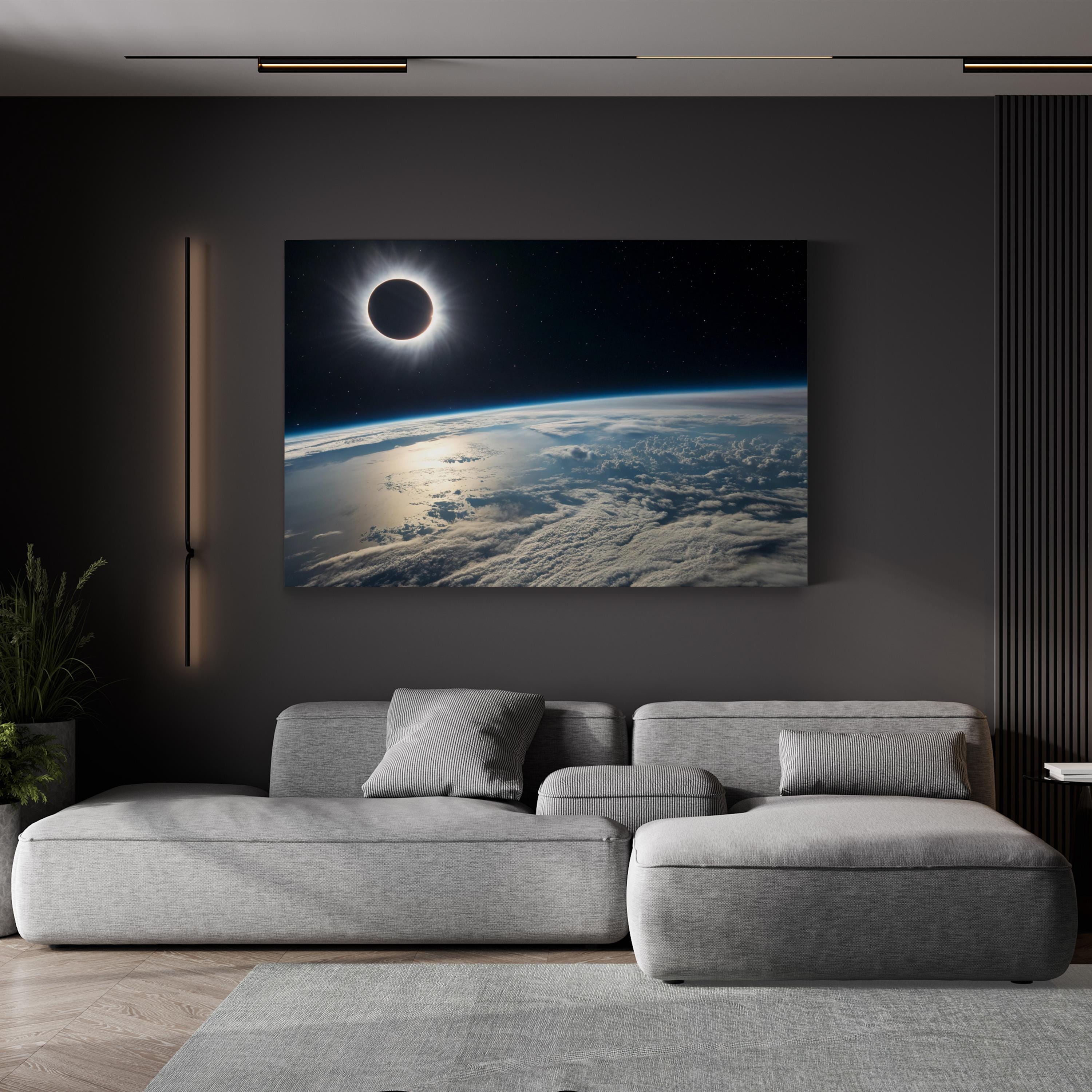 Solar Eclipse Cosmic – Period Illustration Wall Art | Space Astronomy Canvas Print
