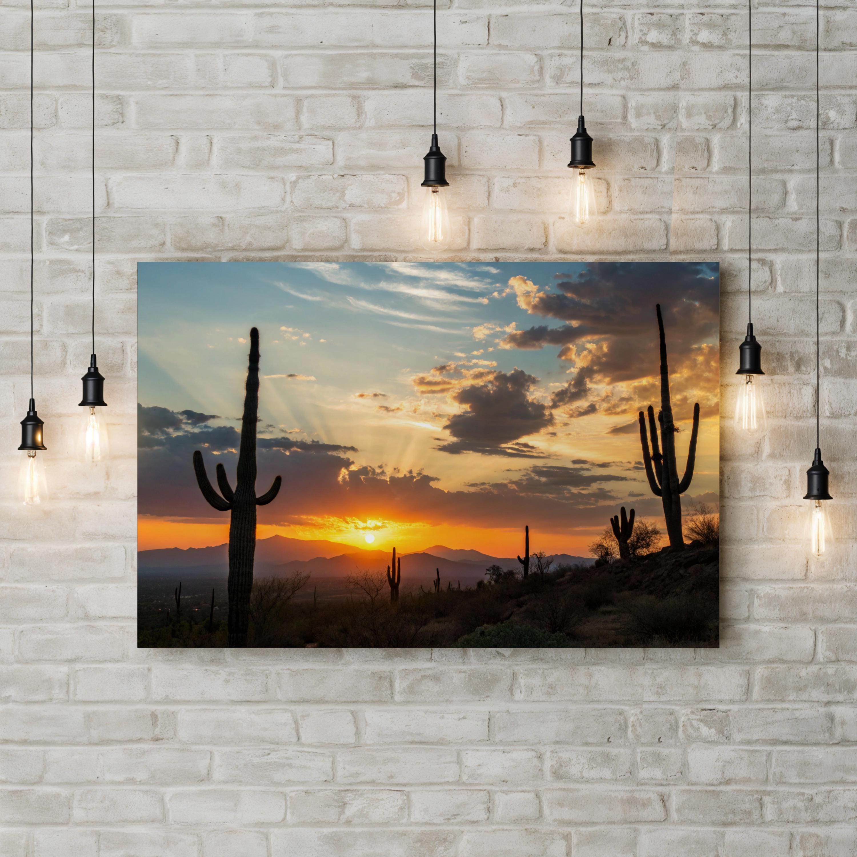 Sonoran Desert Sunset – Vintage Photography Wall Art | Southwestern Canvas Print