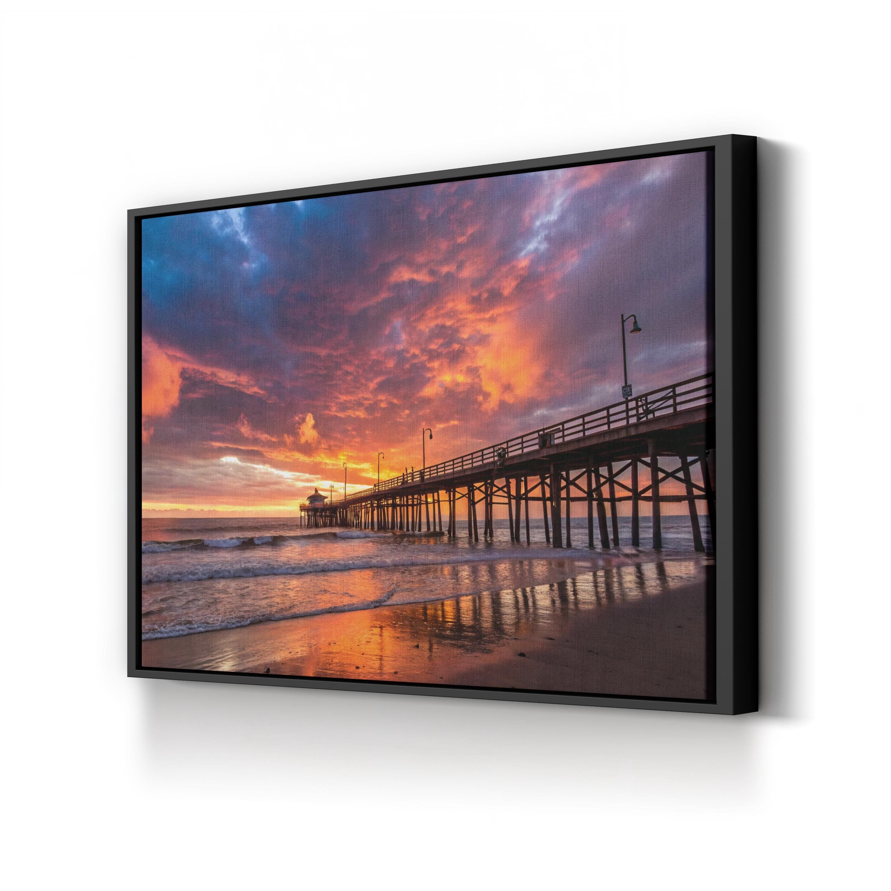 Redondo Beach Pier Sunset, Redondo Beach, California Canvas Art: Southern California Coastal Wall Decor