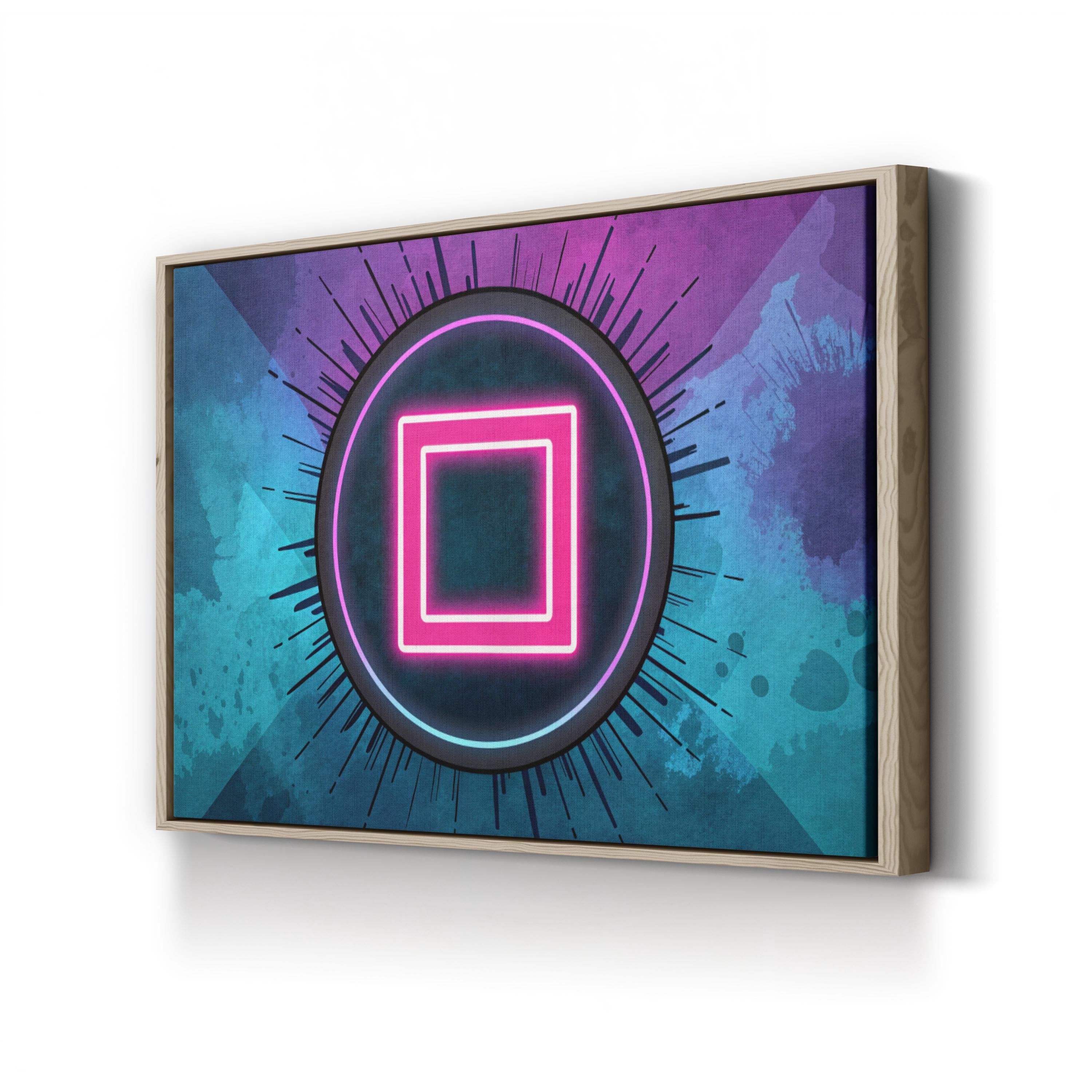 Neon Geometric Squares – Period Illustration Wall Art | Modern Abstract Canvas Print