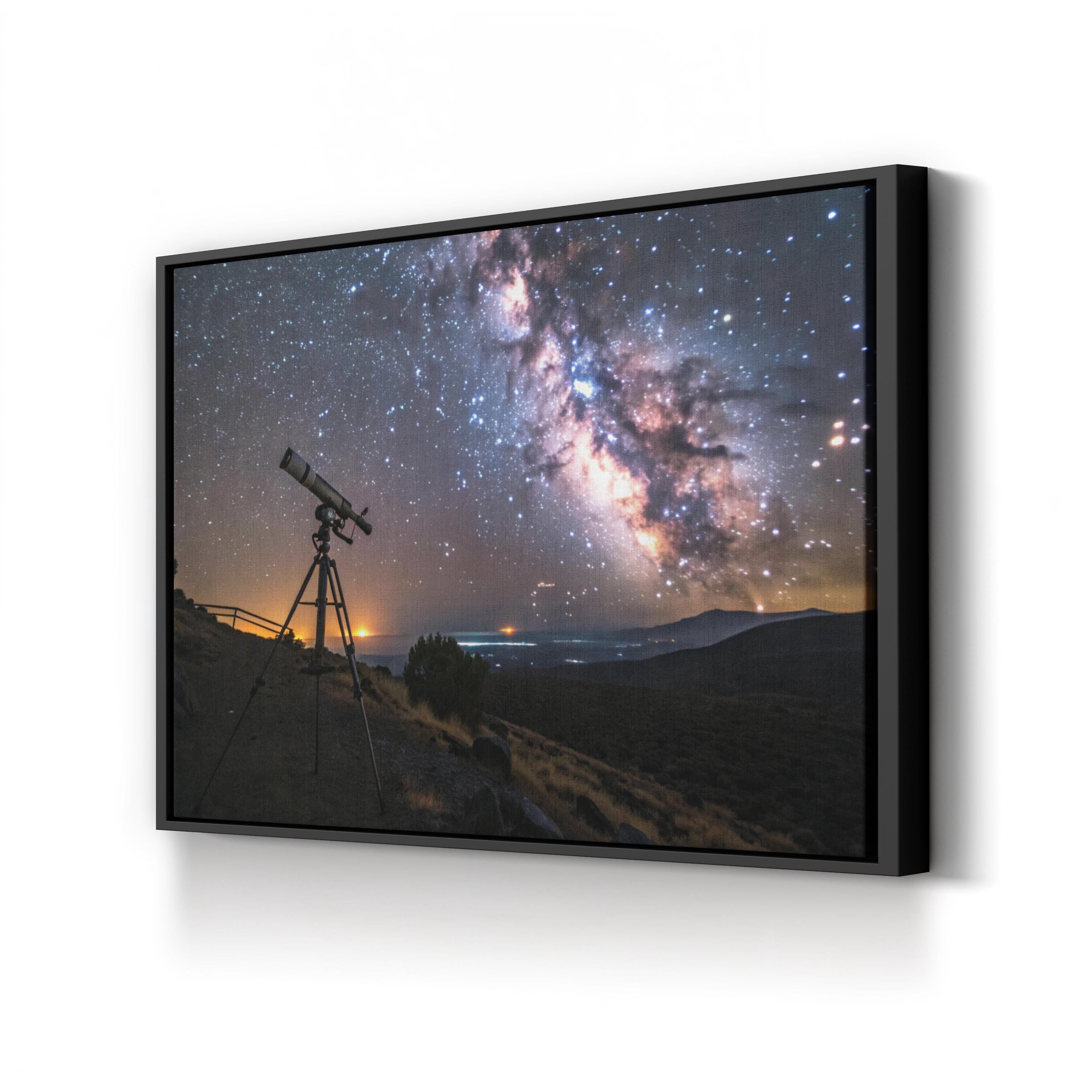 Stargazer Telescope Night Sky – Vintage Photography Wall Art | Cosmic Canvas Print