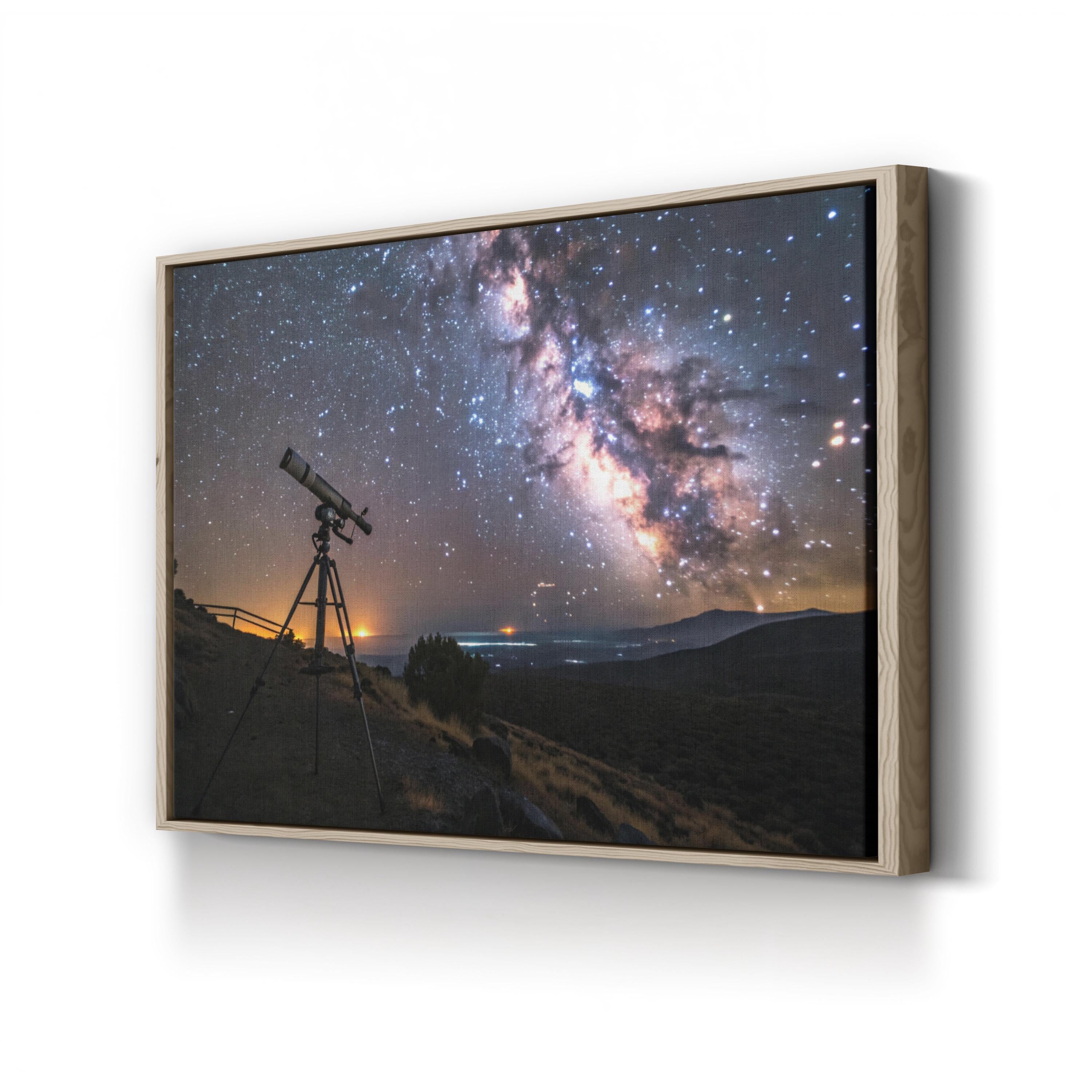 Stargazer Telescope Night Sky – Vintage Photography Wall Art | Cosmic Canvas Print