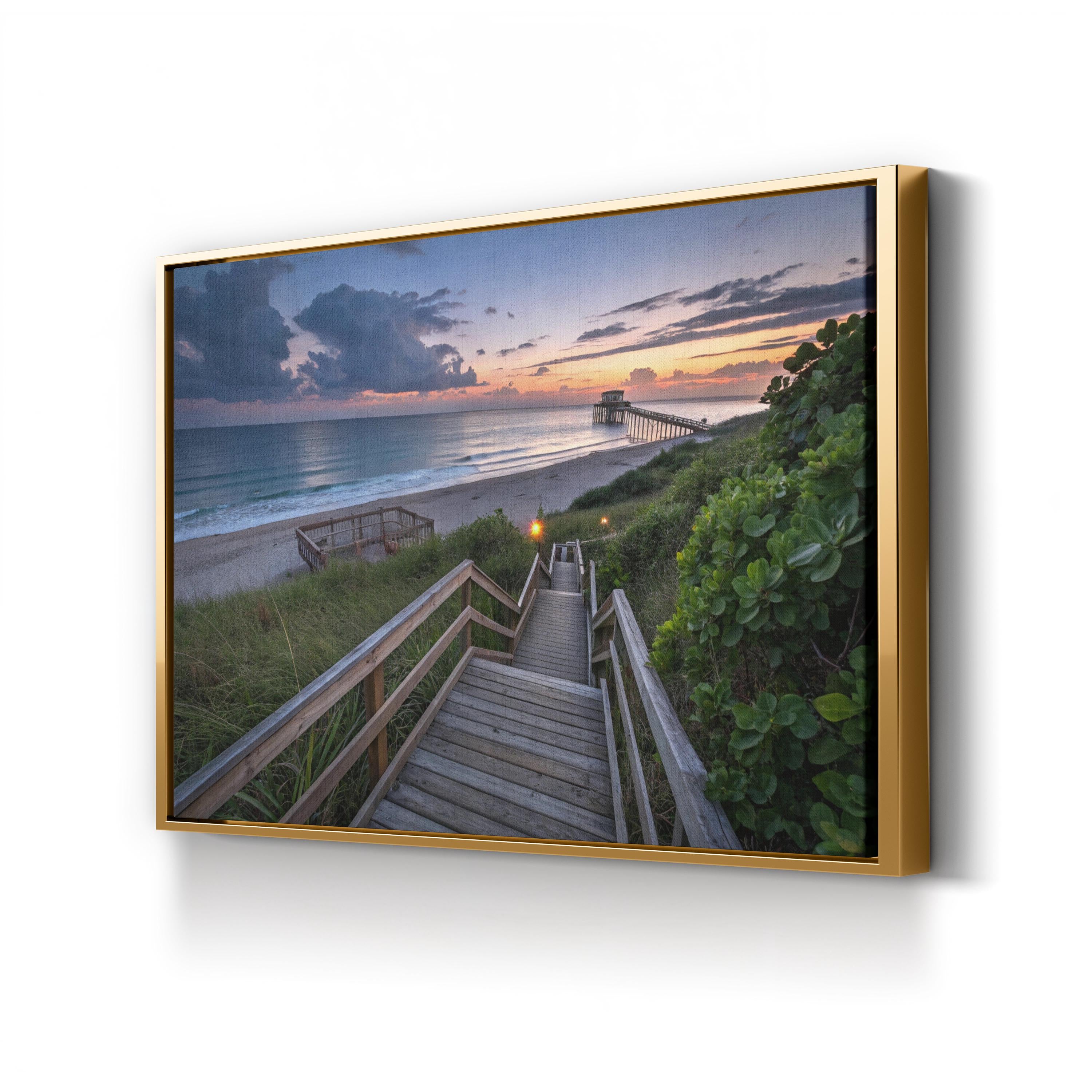 Juno Beach Pier Sunset Canvas Wall Art — Juno Beach Pier Florida Coastal Boardwalk Landscape Print