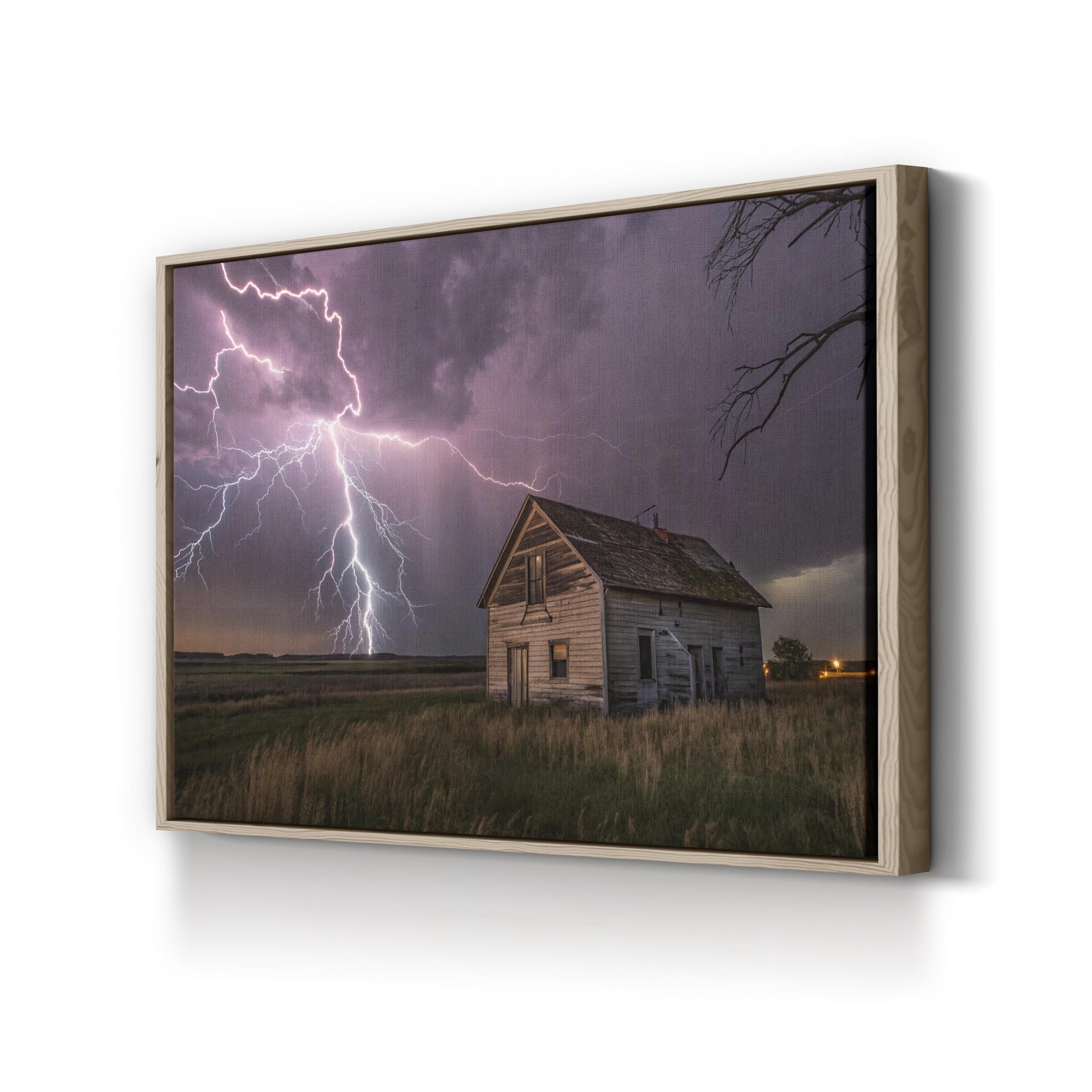 Stormy Landscape Lightning – Vintage Photography Wall Art | Farmhouse Canvas Print
