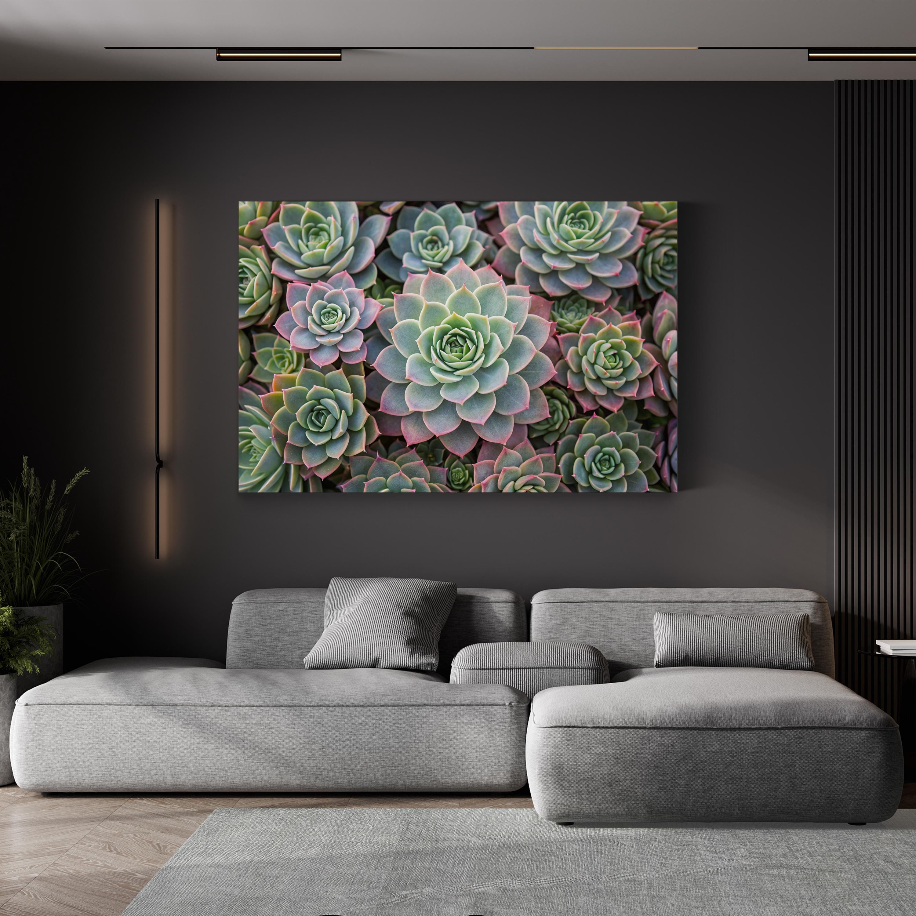 Succulent Garden – Vintage Photography Wall Art | Soft Green Botanical Canvas Print