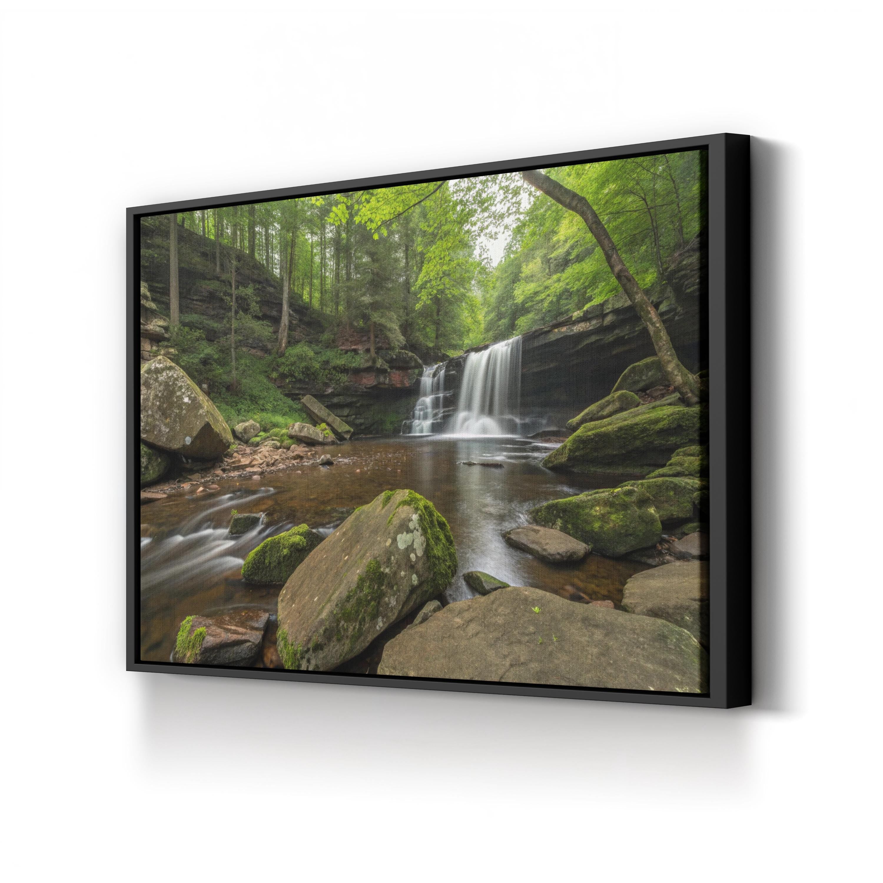 Ricketts Glen Waterfall – Vintage Photography Wall Art | Forest Nature Canvas Print