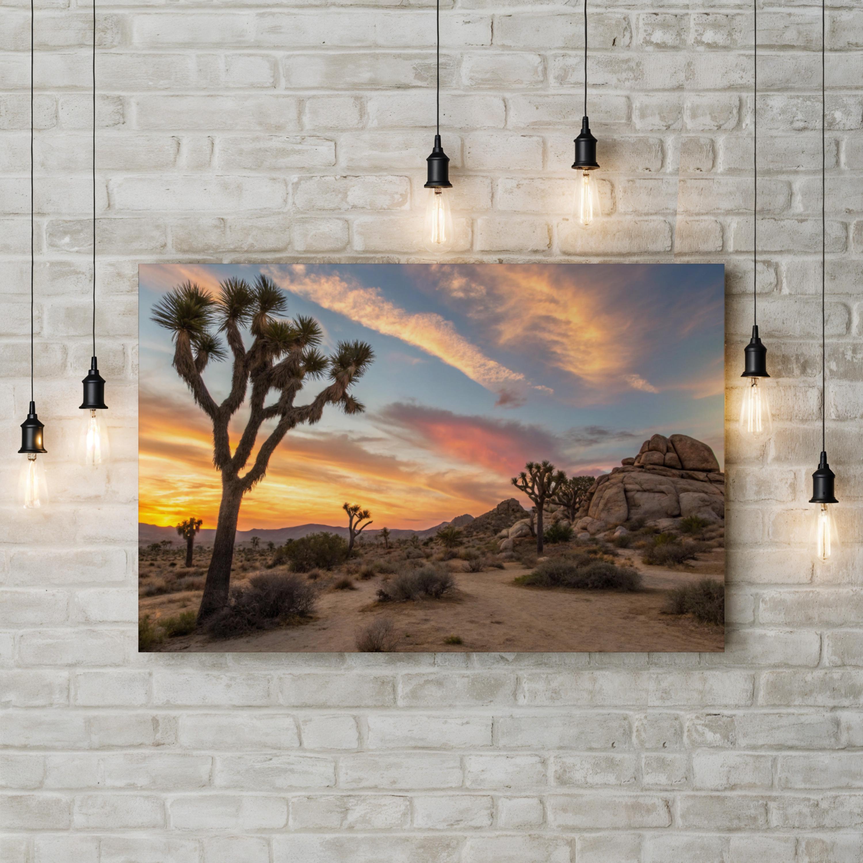 Joshua Tree Desert Sunset – Vintage Photography Wall Art | Landscape Canvas Print