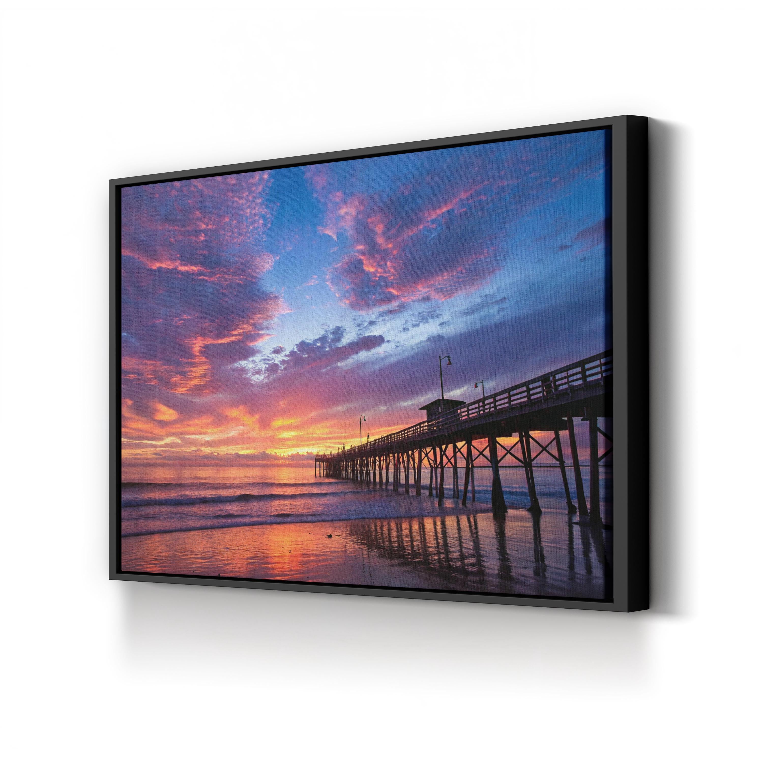 Pacific Beach Sunset, San Diego – Vintage Photography Wall Art | Ocean Pier Canvas Print