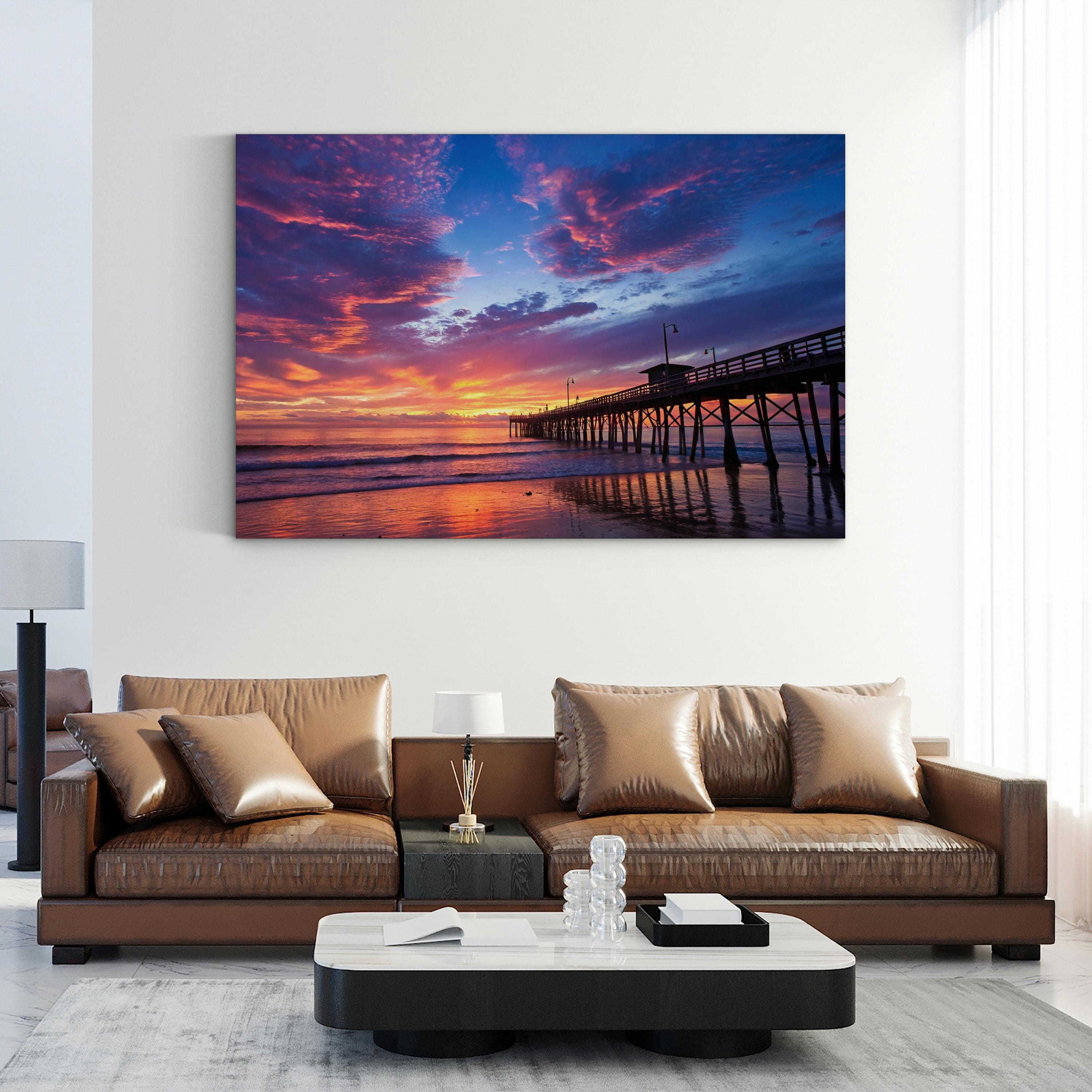 Pacific Beach Sunset, San Diego – Vintage Photography Wall Art | Ocean Pier Canvas Print