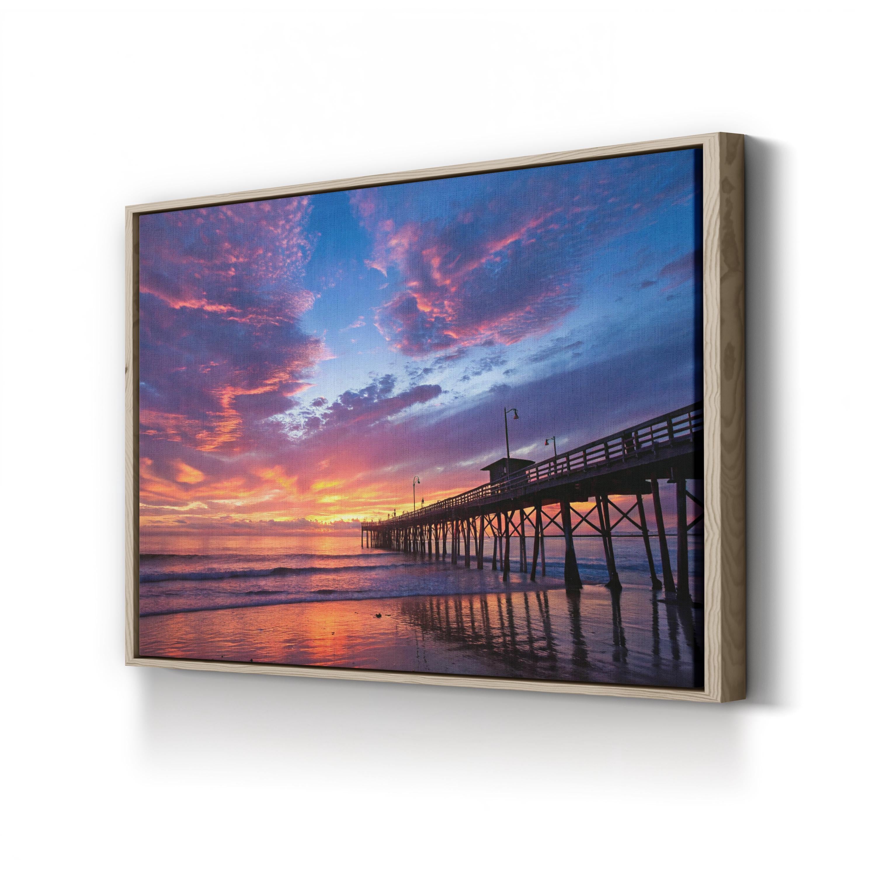 Pacific Beach Sunset, San Diego – Vintage Photography Wall Art | Ocean Pier Canvas Print