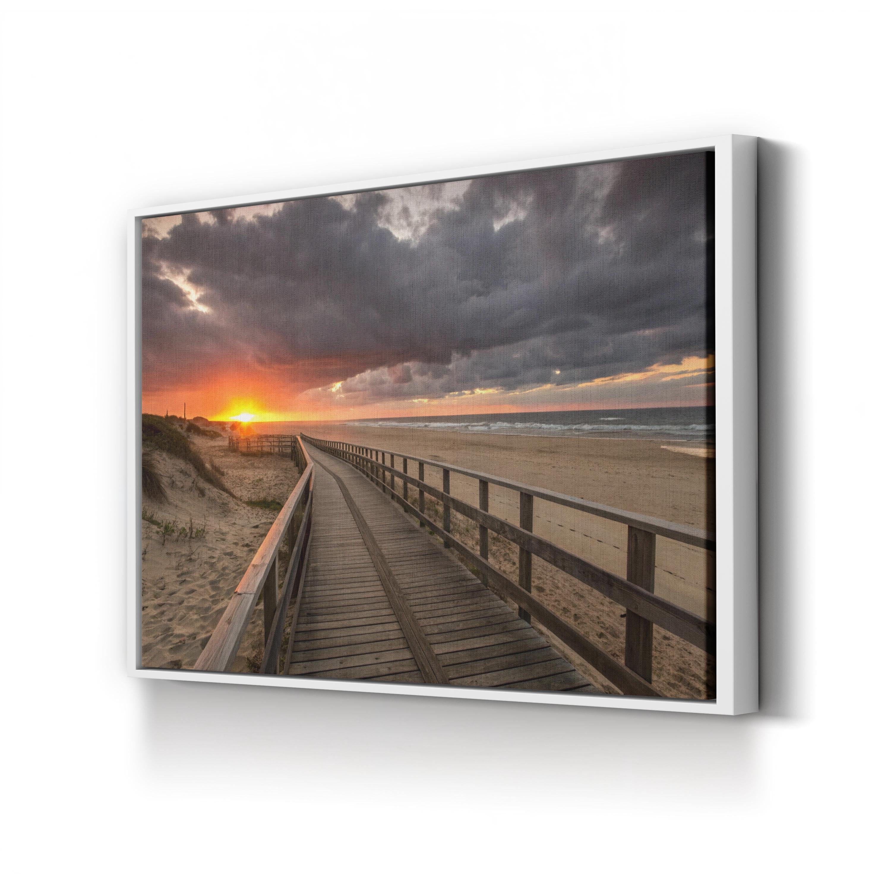 Sunset Beach Boardwalk – Vintage Photography Wall Art | Coastal Ocean Canvas Print