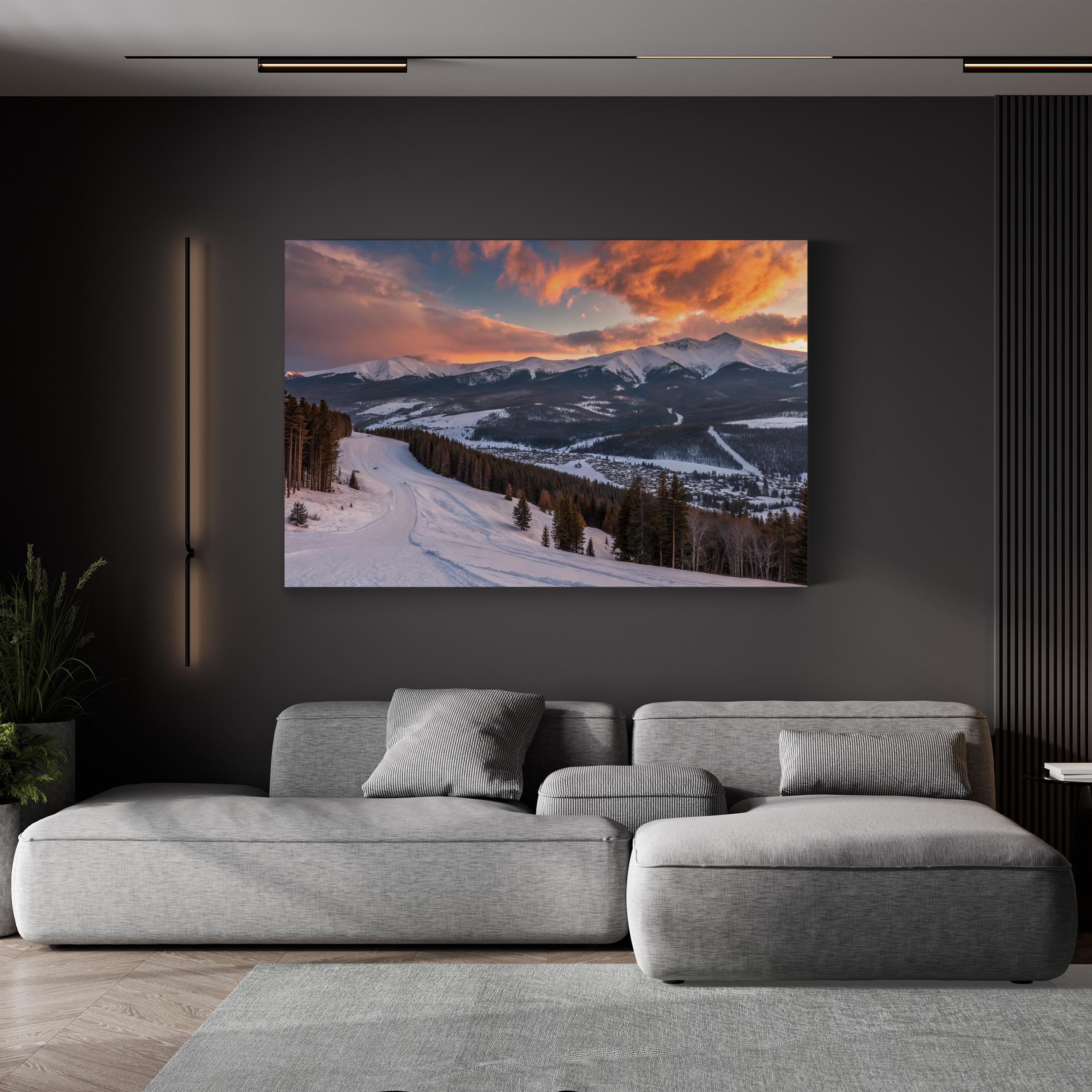 Breckenridge Sunset Canvas Print – Mountain Winter Landscape Wall Art