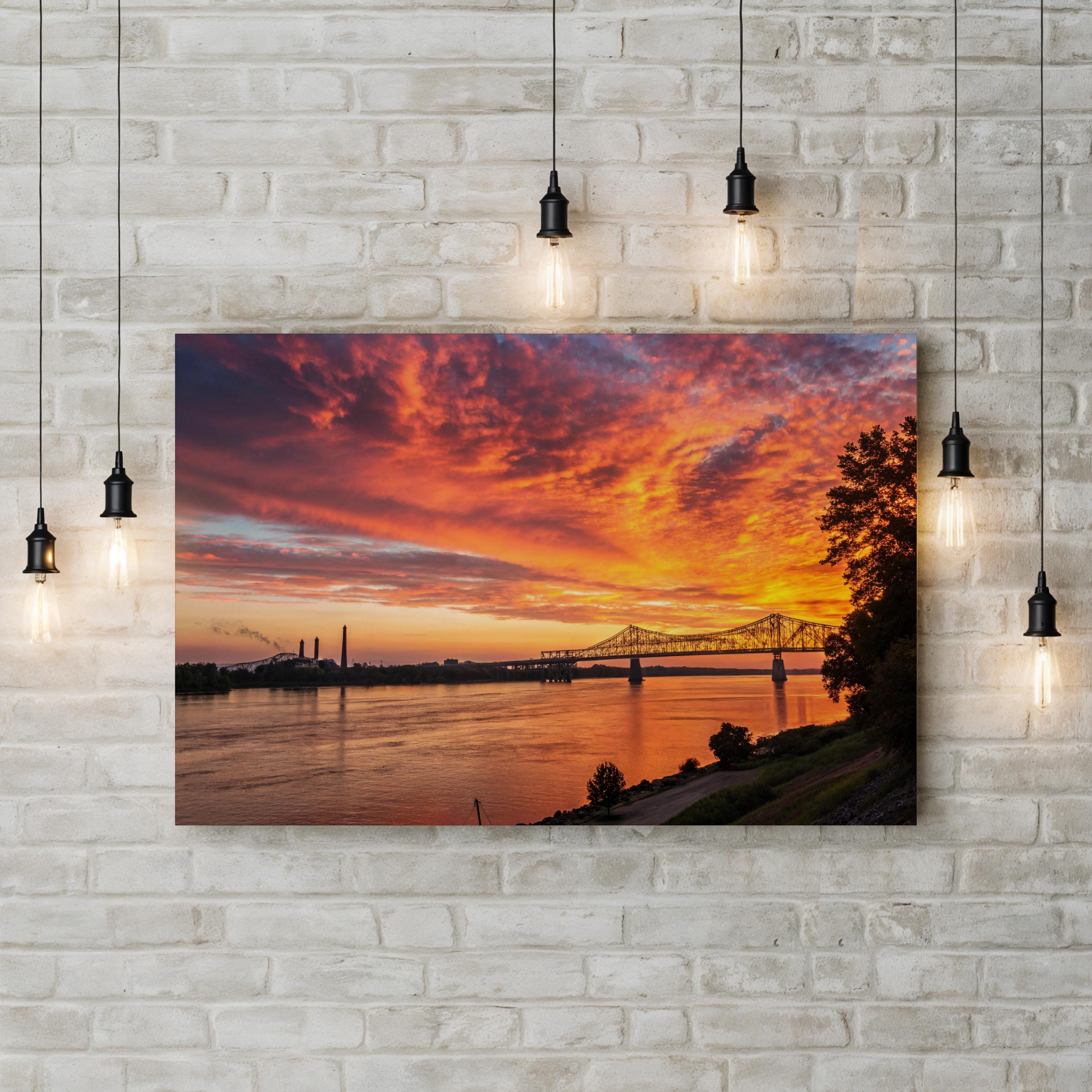 Memphis Sunset, Memphis, Tennessee, USA Wall Art — Mississippi River Cityscape Canvas Print