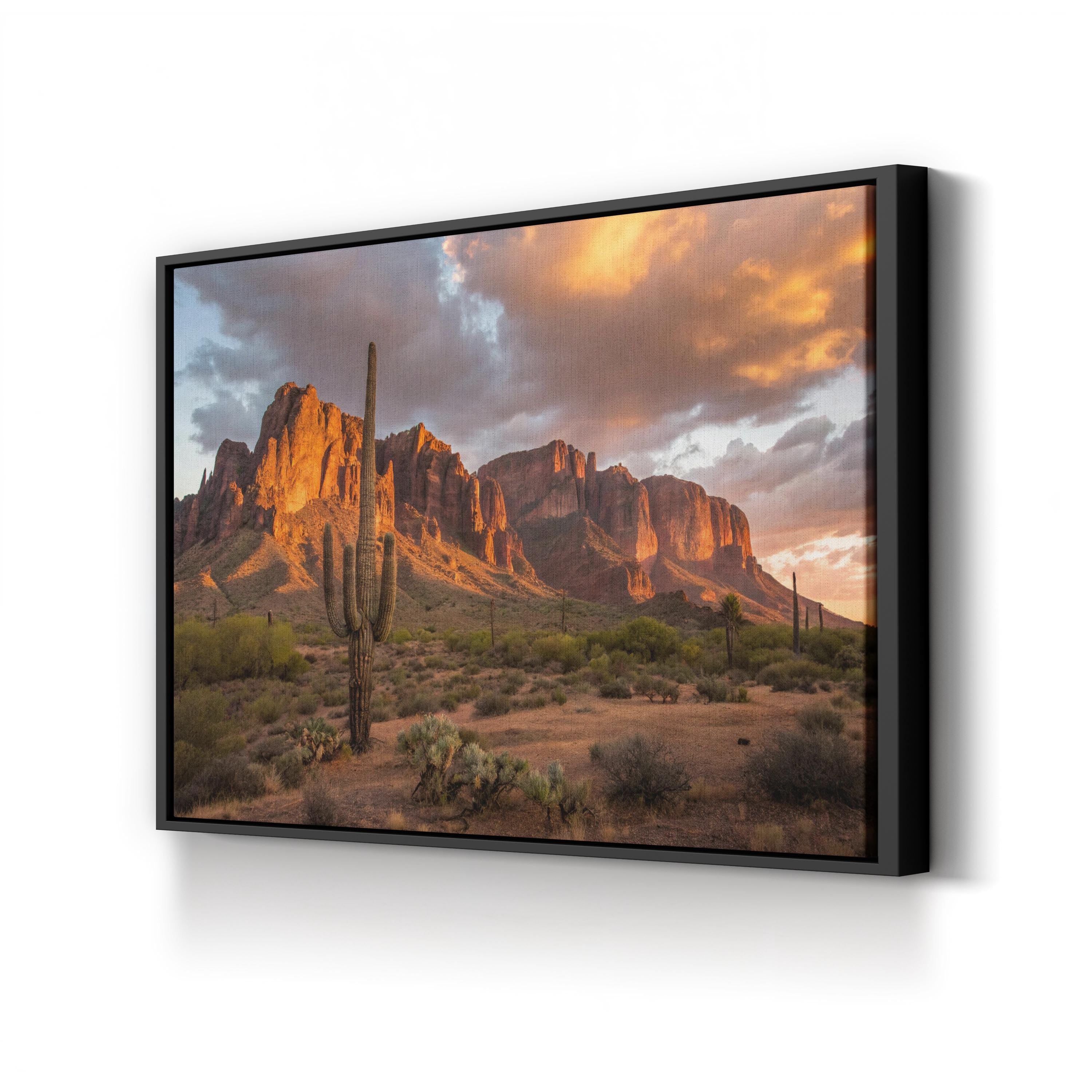 Superstition Mountains Sunset Wall Art | Desert Landscape Canvas Print