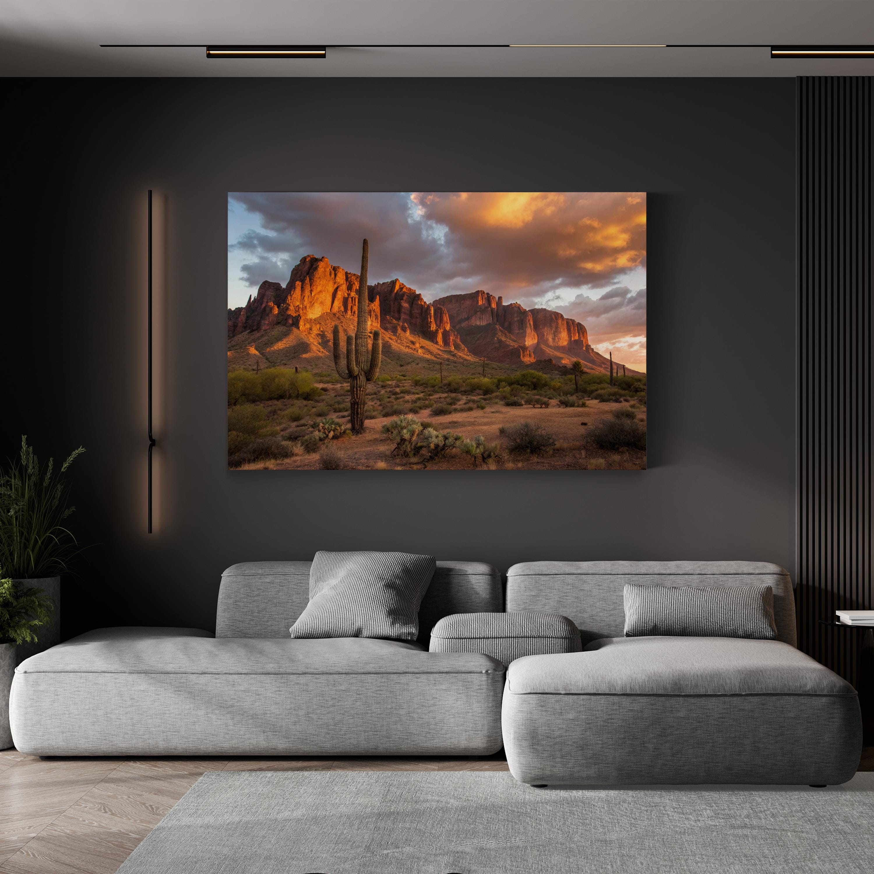 Superstition Mountains Sunset Wall Art | Desert Landscape Canvas Print