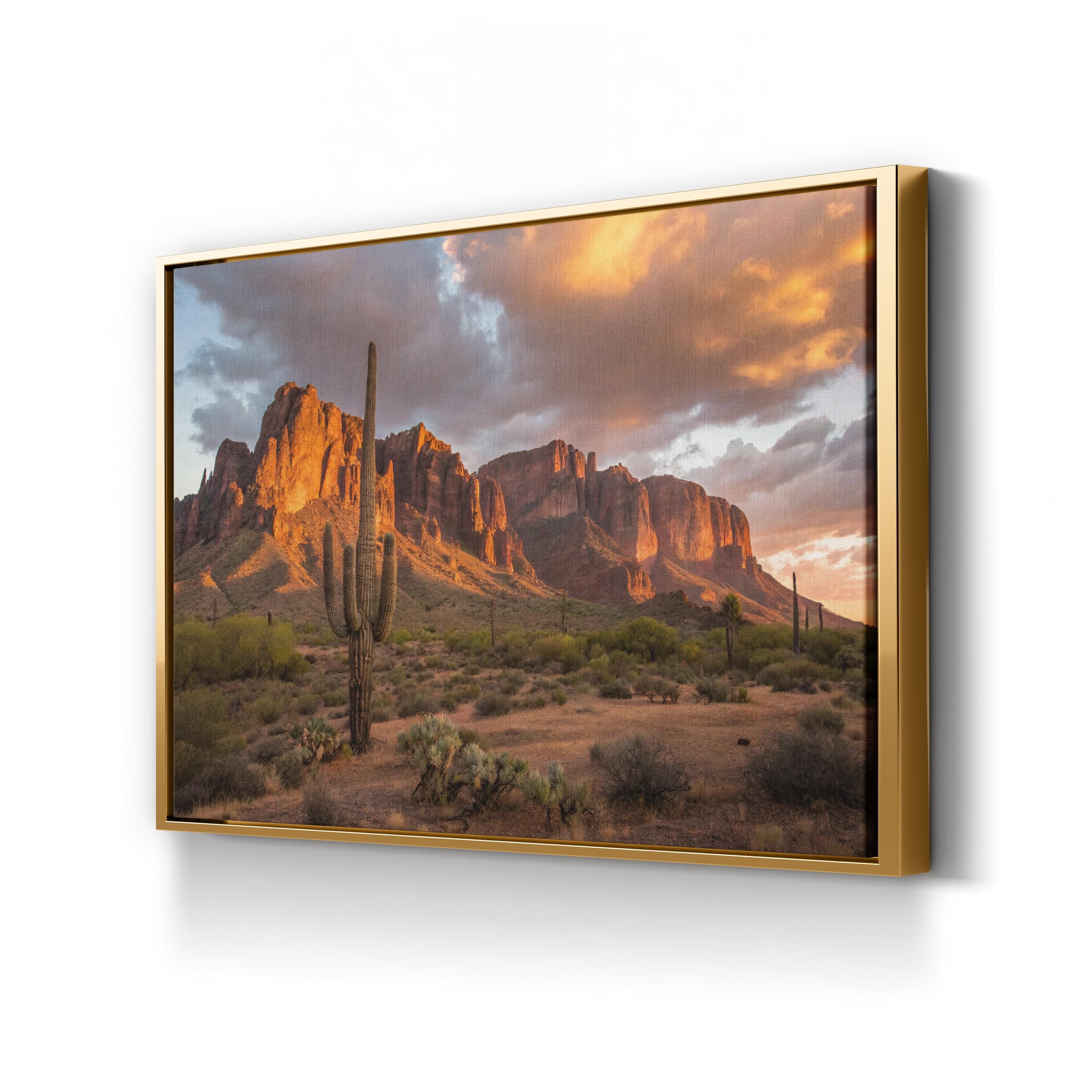 Superstition Mountains Sunset Wall Art | Desert Landscape Canvas Print