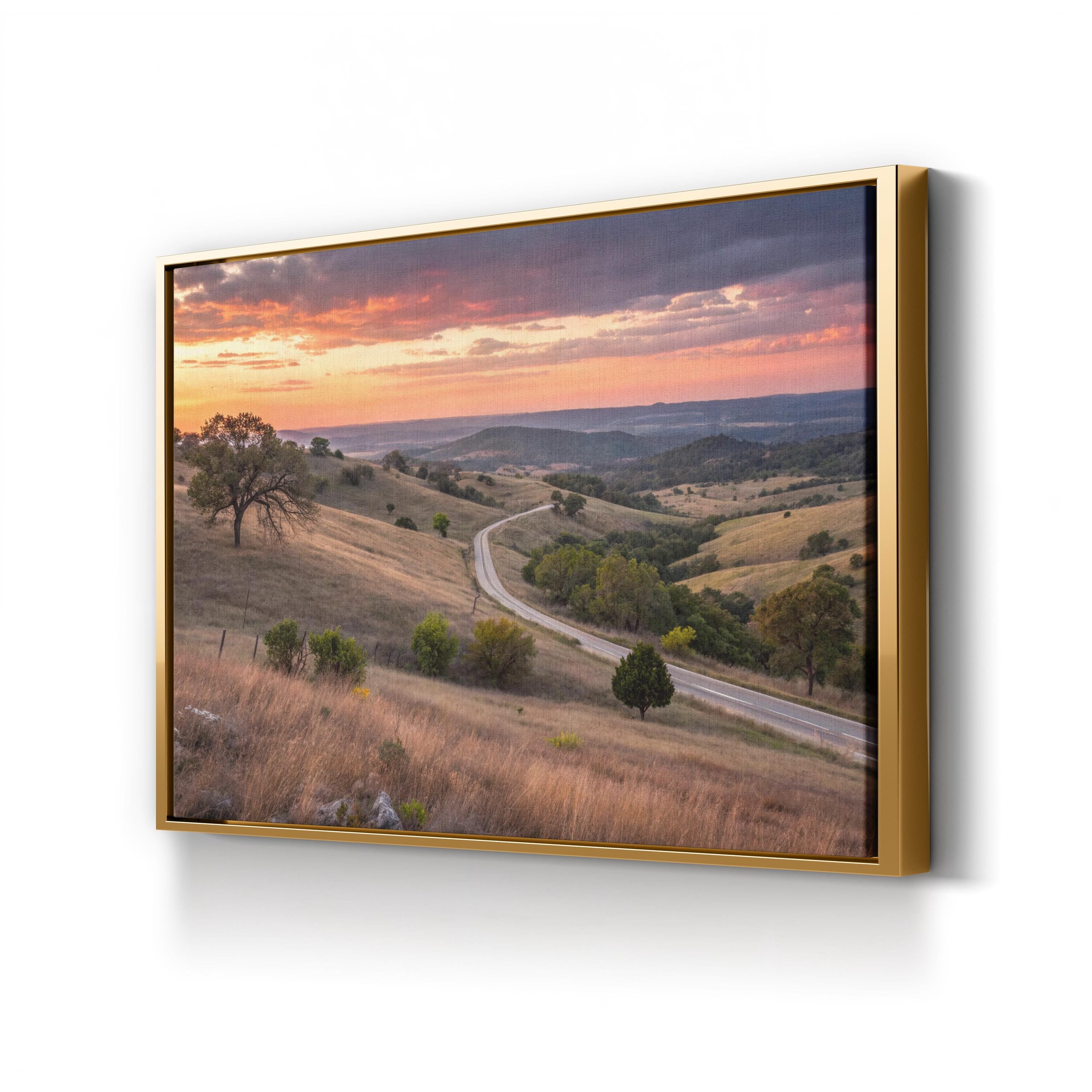 Texas Hill Country Sunset Wall Art — Rustic Landscape Photography Canvas Print