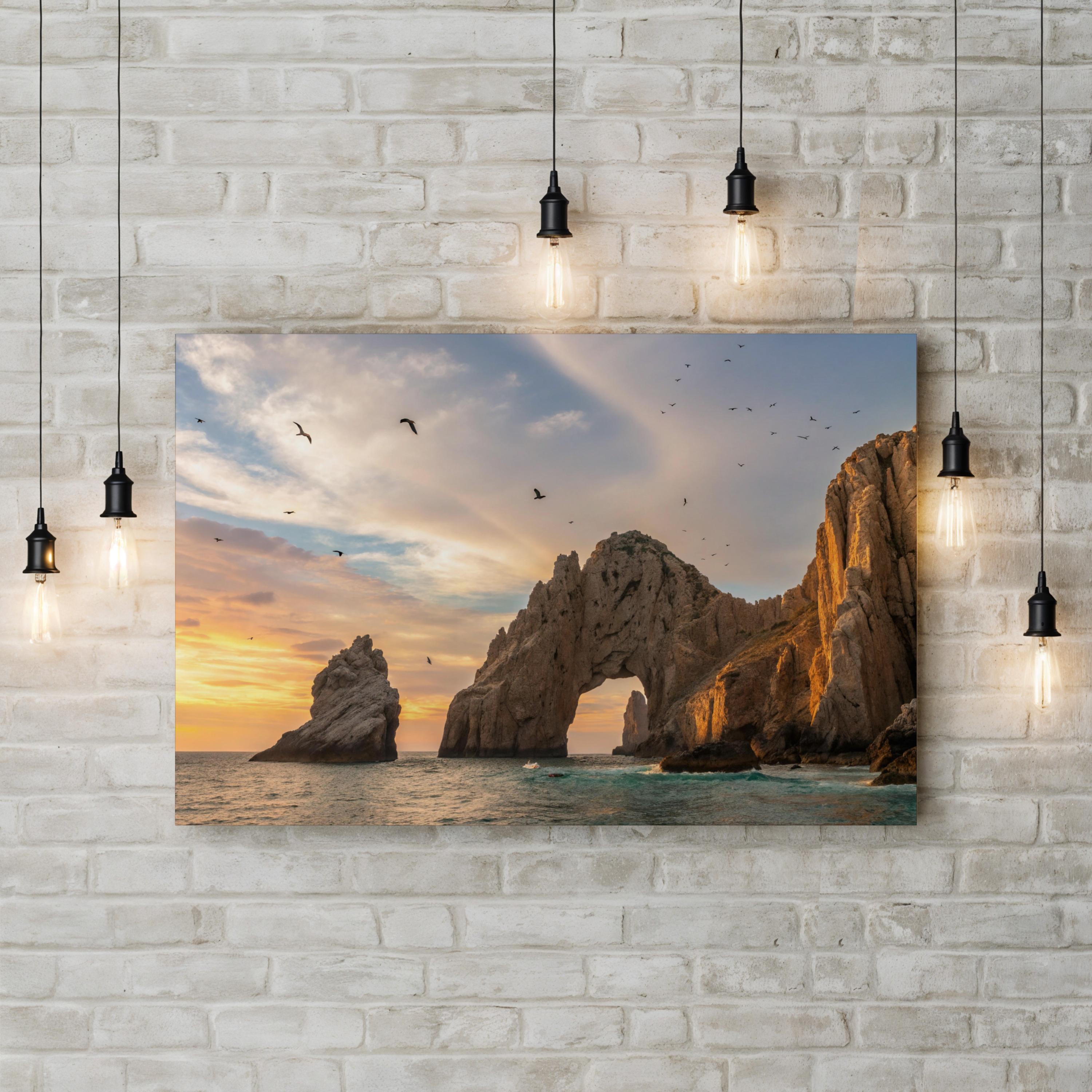El Arco de Cabo San Lucas Canvas Wall Art — Baja California Sur Mexico Sunset Coastal Landscape Print