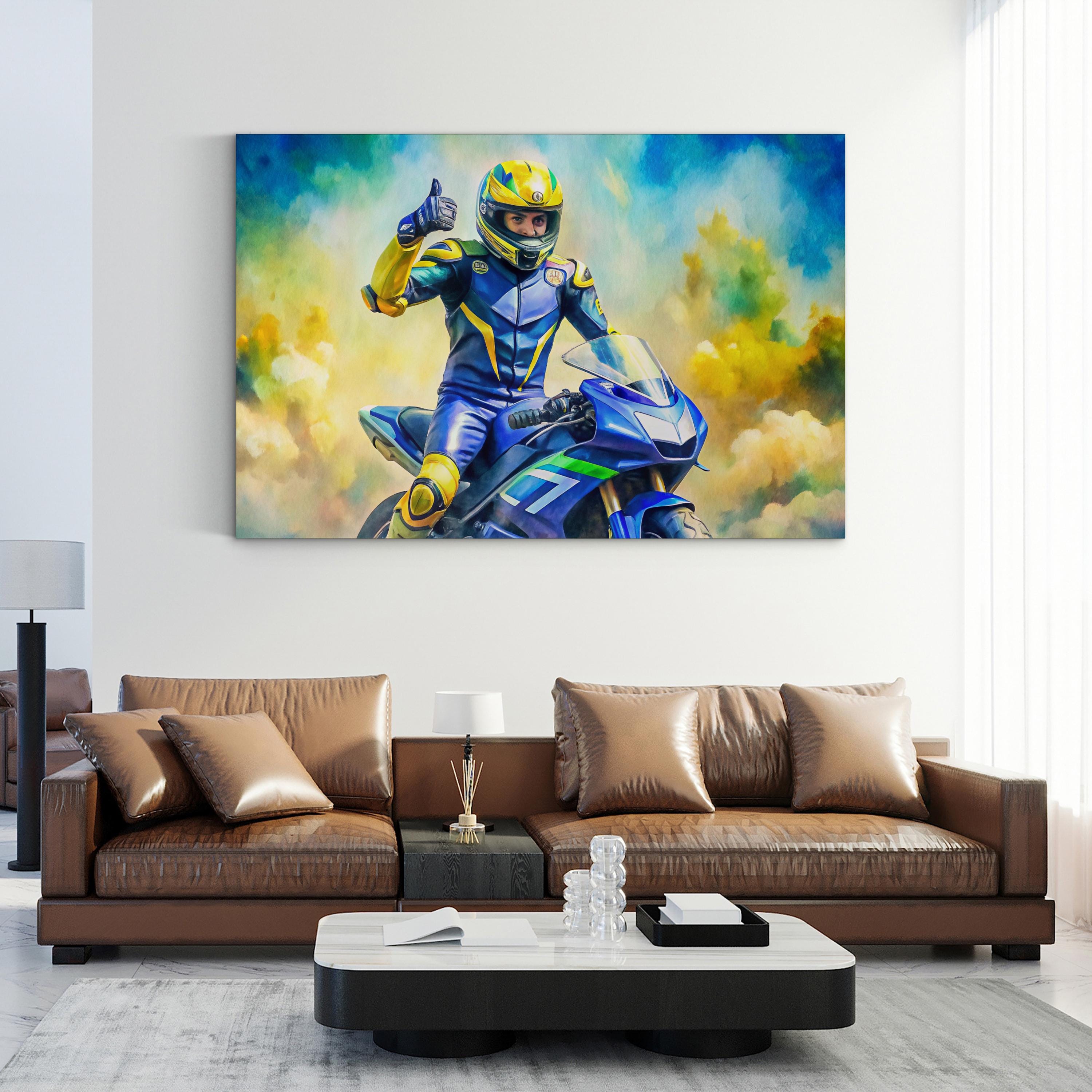 Motorcycle Racing GP Legend – Period Illustration Wall Art | Sports Canvas Print