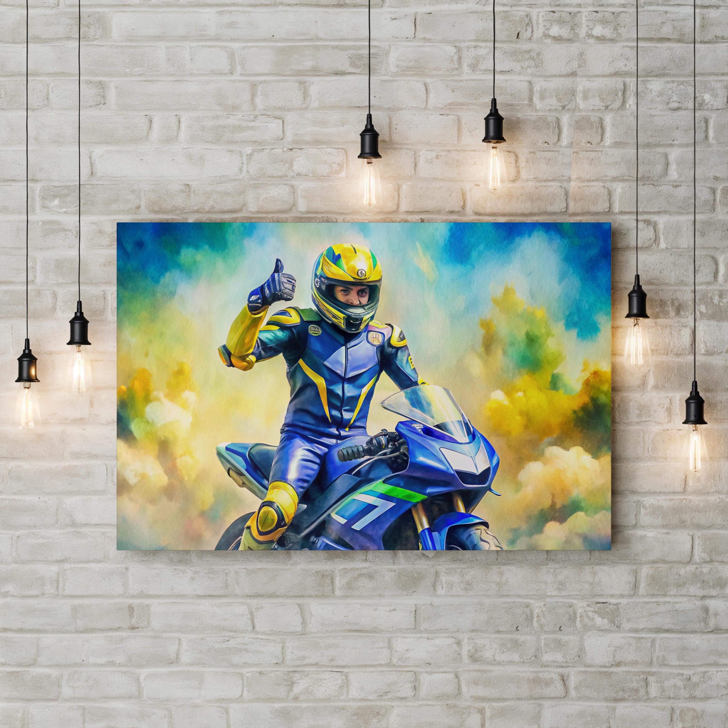 Motorcycle Racing GP Legend – Period Illustration Wall Art | Sports Canvas Print