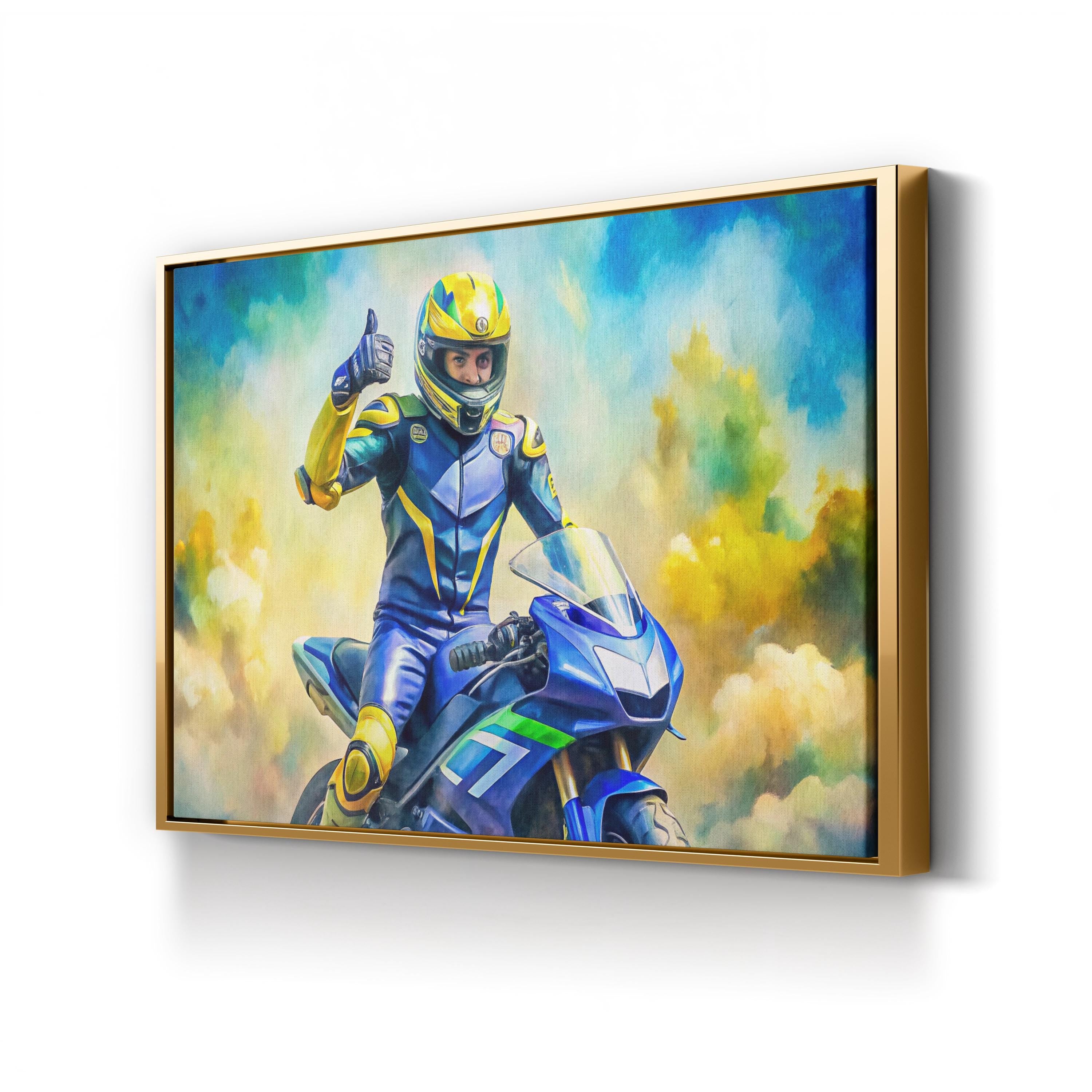 Motorcycle Racing GP Legend – Period Illustration Wall Art | Sports Canvas Print