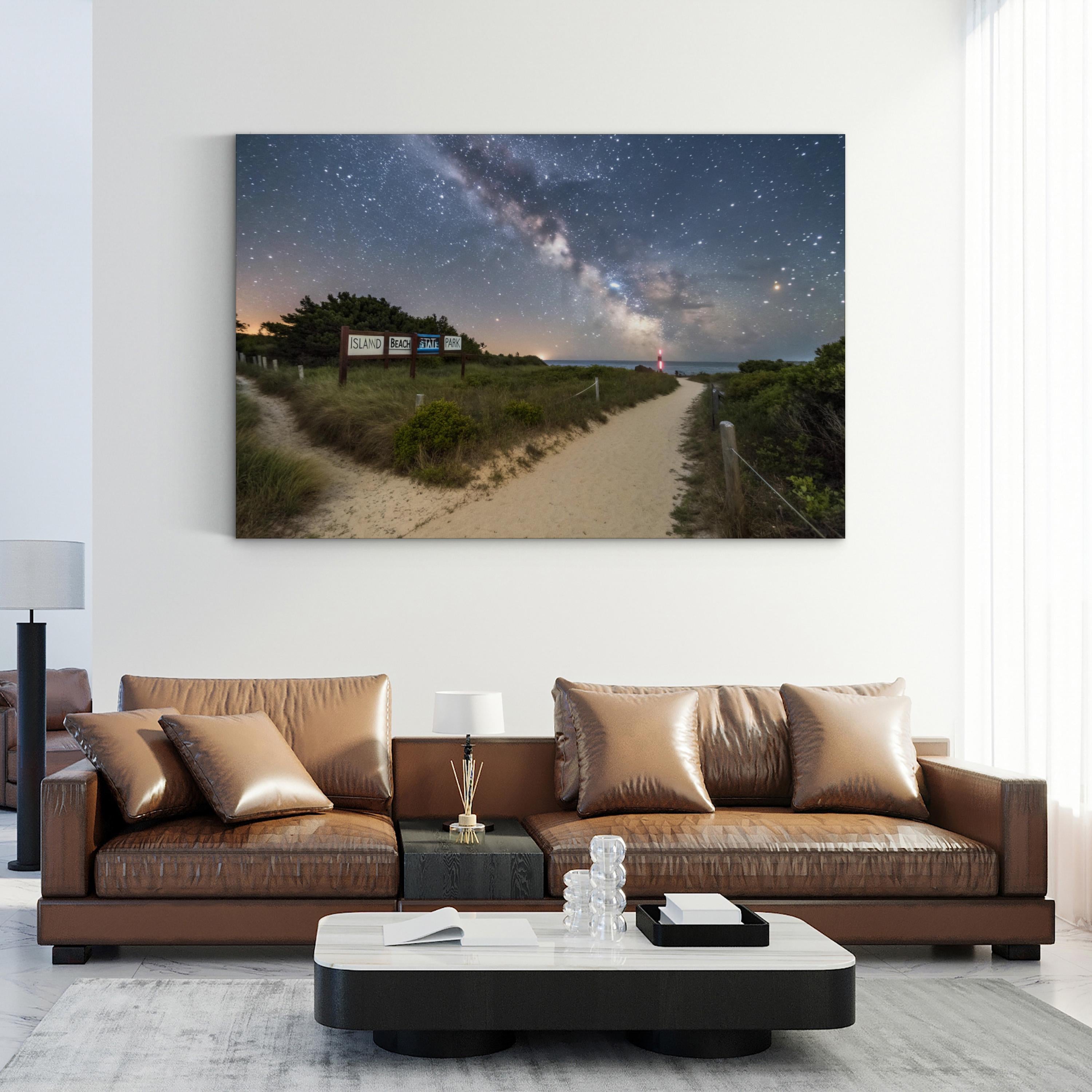 Starry Night Beach Path – Vintage Photography Wall Art | Coastal Canvas Print