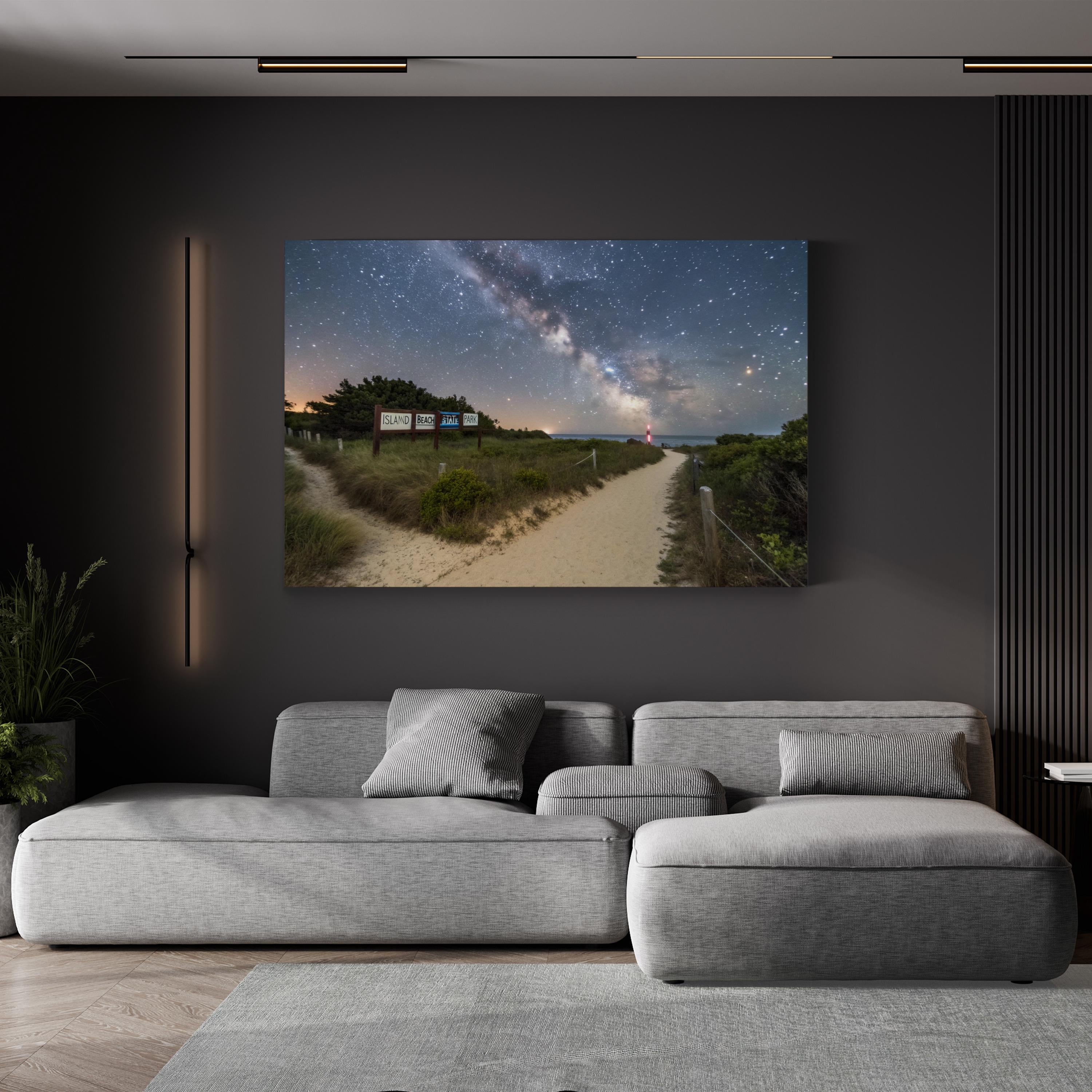 Starry Night Beach Path – Vintage Photography Wall Art | Coastal Canvas Print