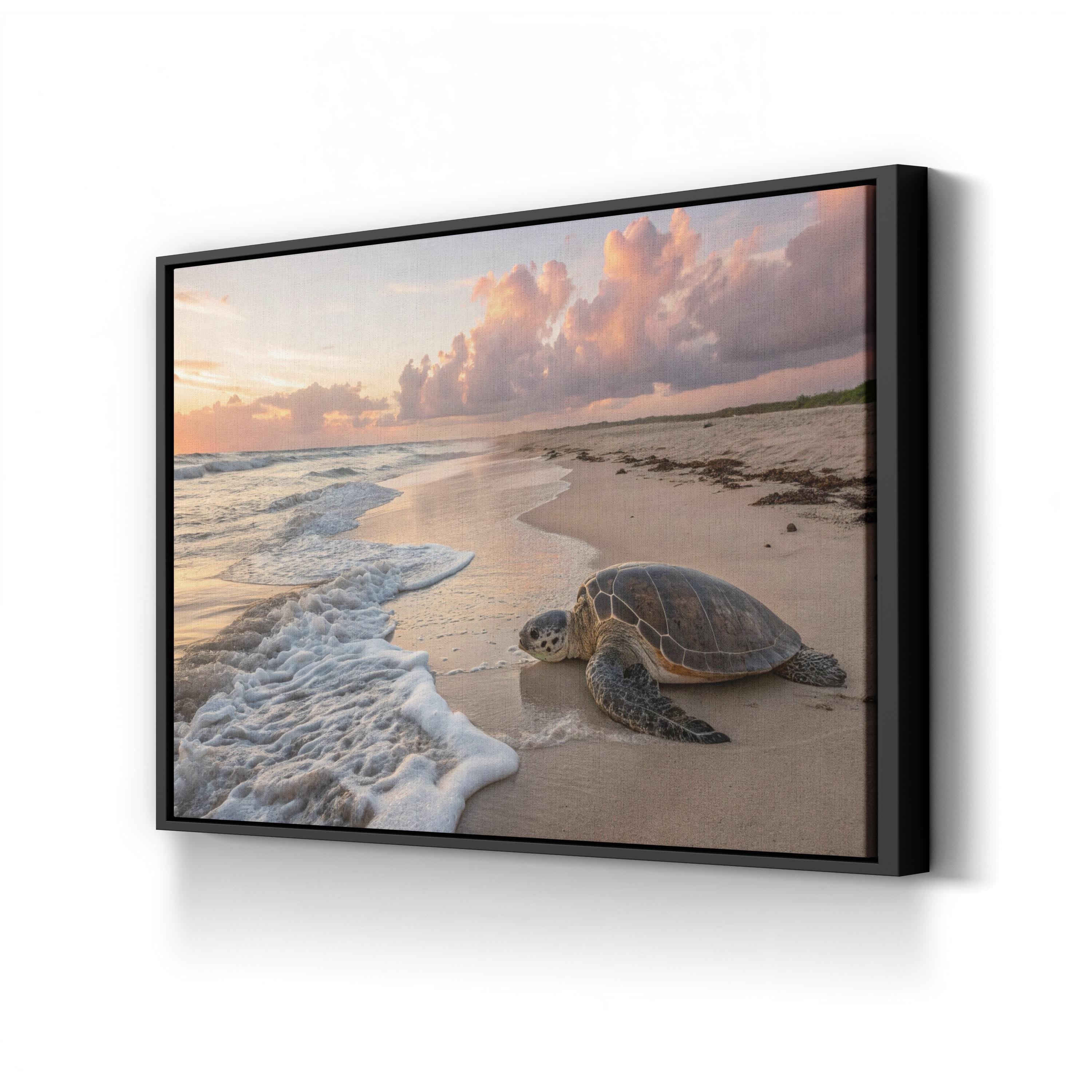 Sea Turtle Migration Season Sunset, Maui Hawaii Beach: Coastal Wildlife Photography
