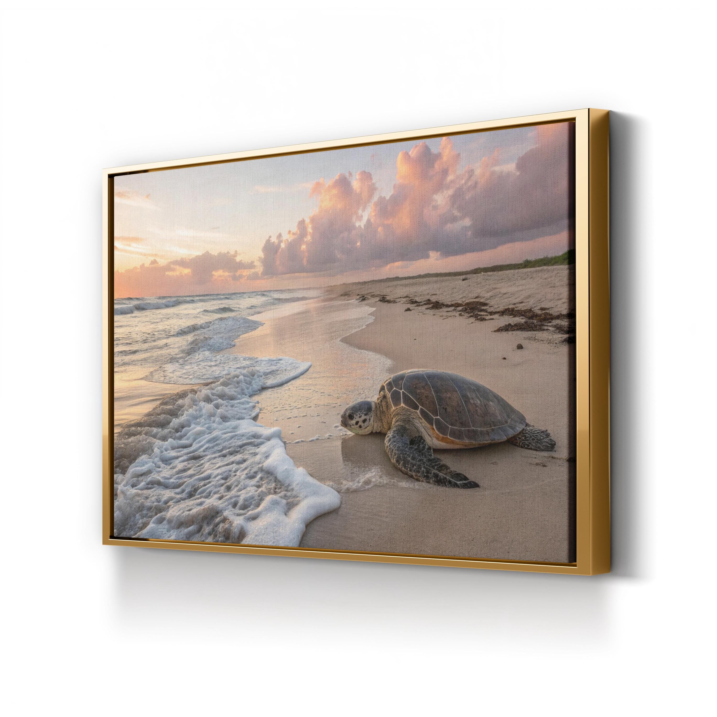 Sea Turtle Migration Season Sunset, Maui Hawaii Beach: Coastal Wildlife Photography