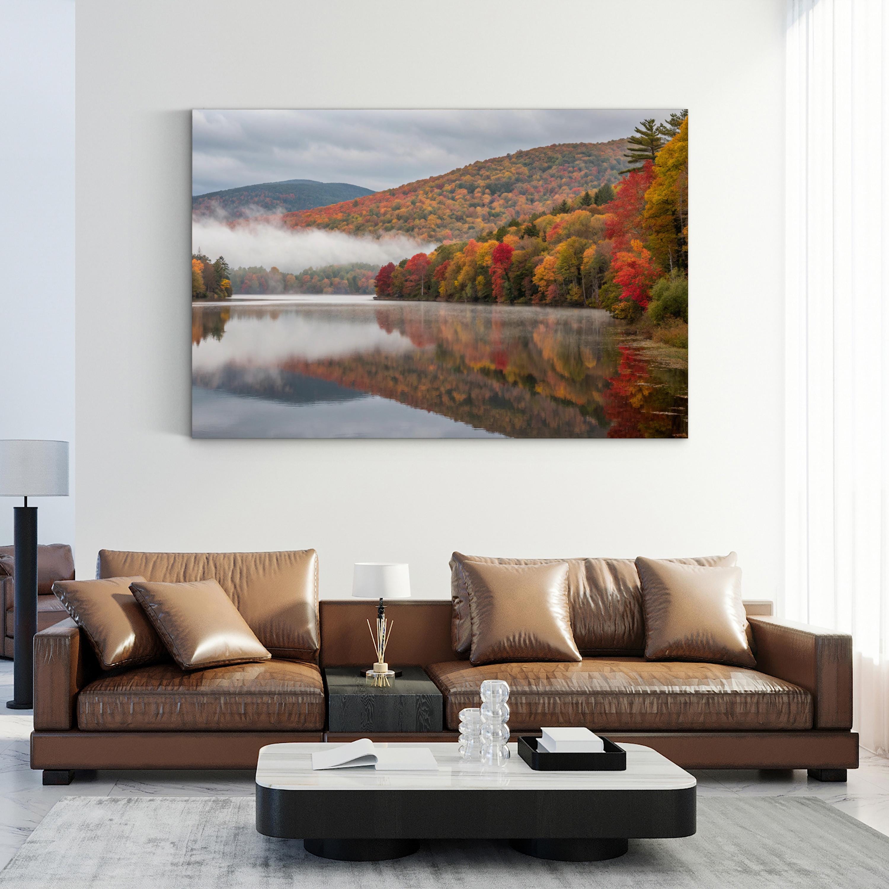 Vermont Serene Autumn Lake Photograph Canvas Print