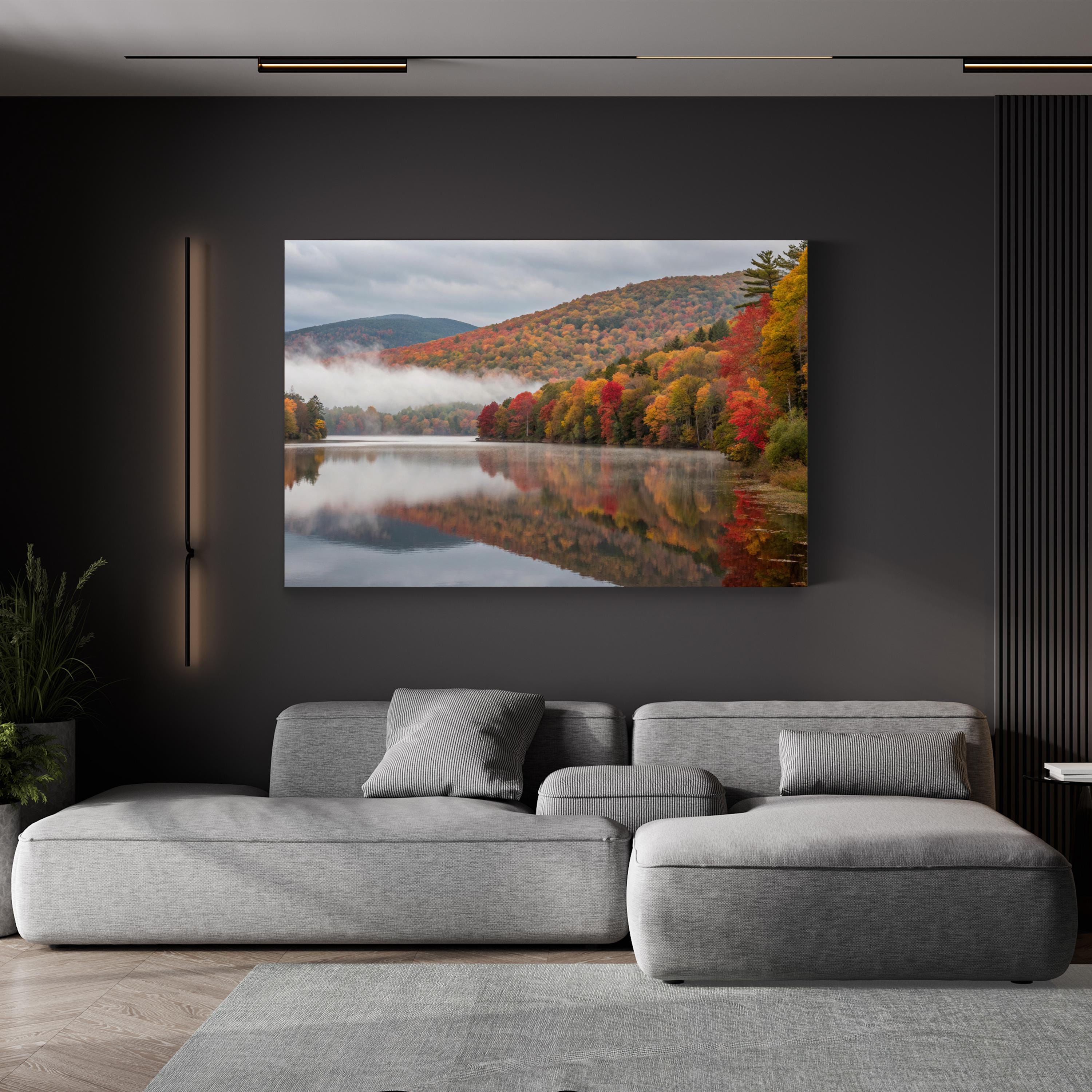 Vermont Serene Autumn Lake Photograph Canvas Print
