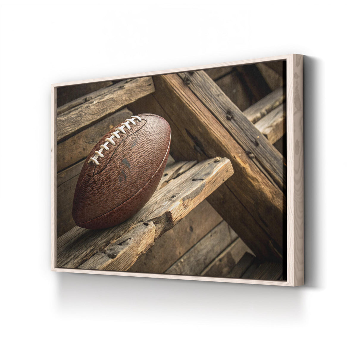 Vintage Football Still Life canvas print in Natural Frame Canvas