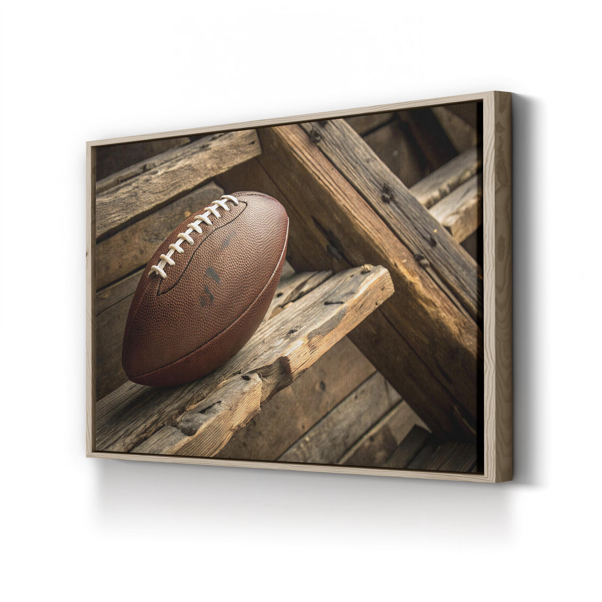Vintage Football Still Life canvas print in Oak Framed Canvas