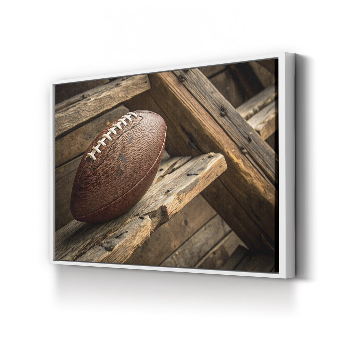 Vintage Football Still Life canvas print in White Framed Canvas