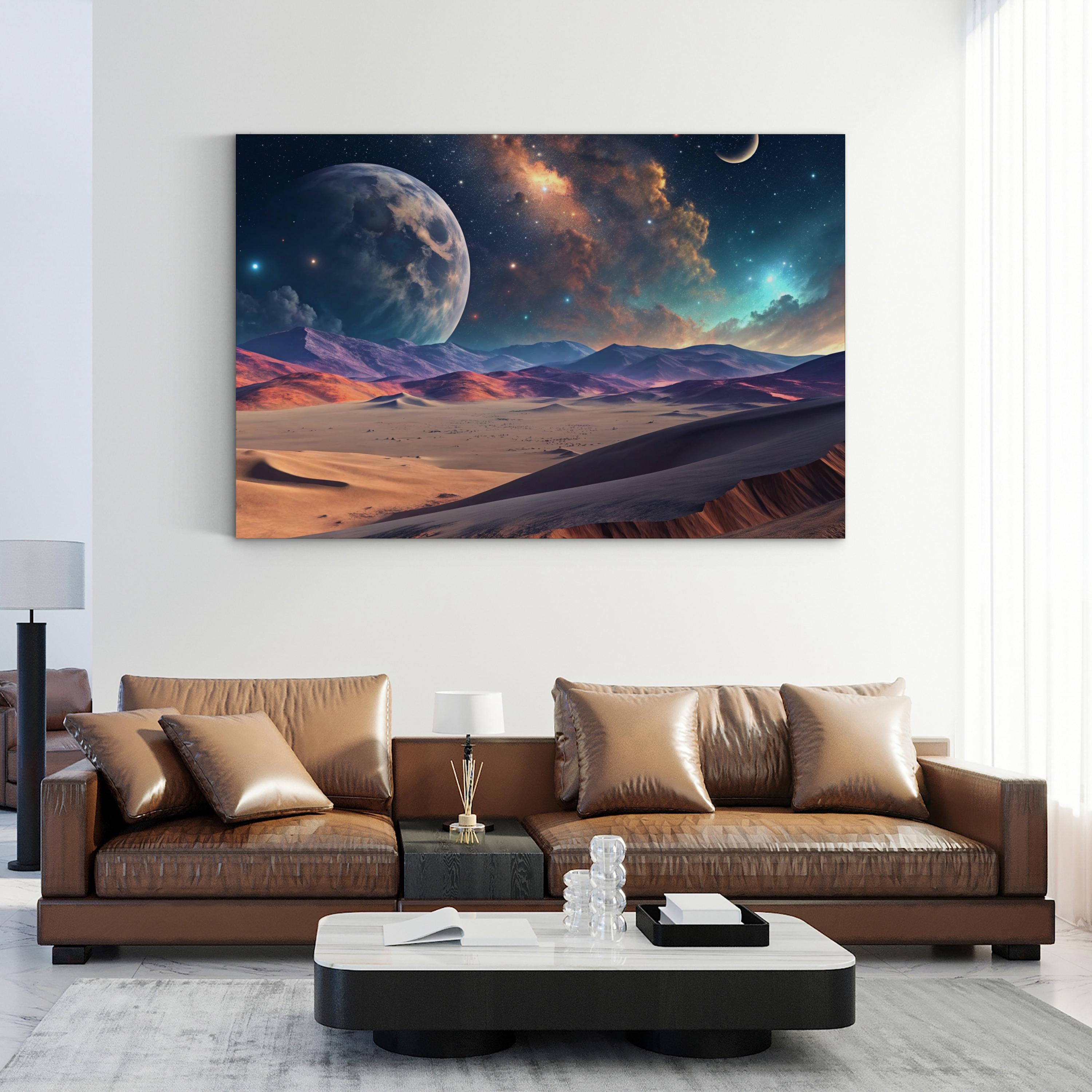 Volcano Planet – Period Illustration Wall Art | Sci-Fi Alien Landscape Canvas Print